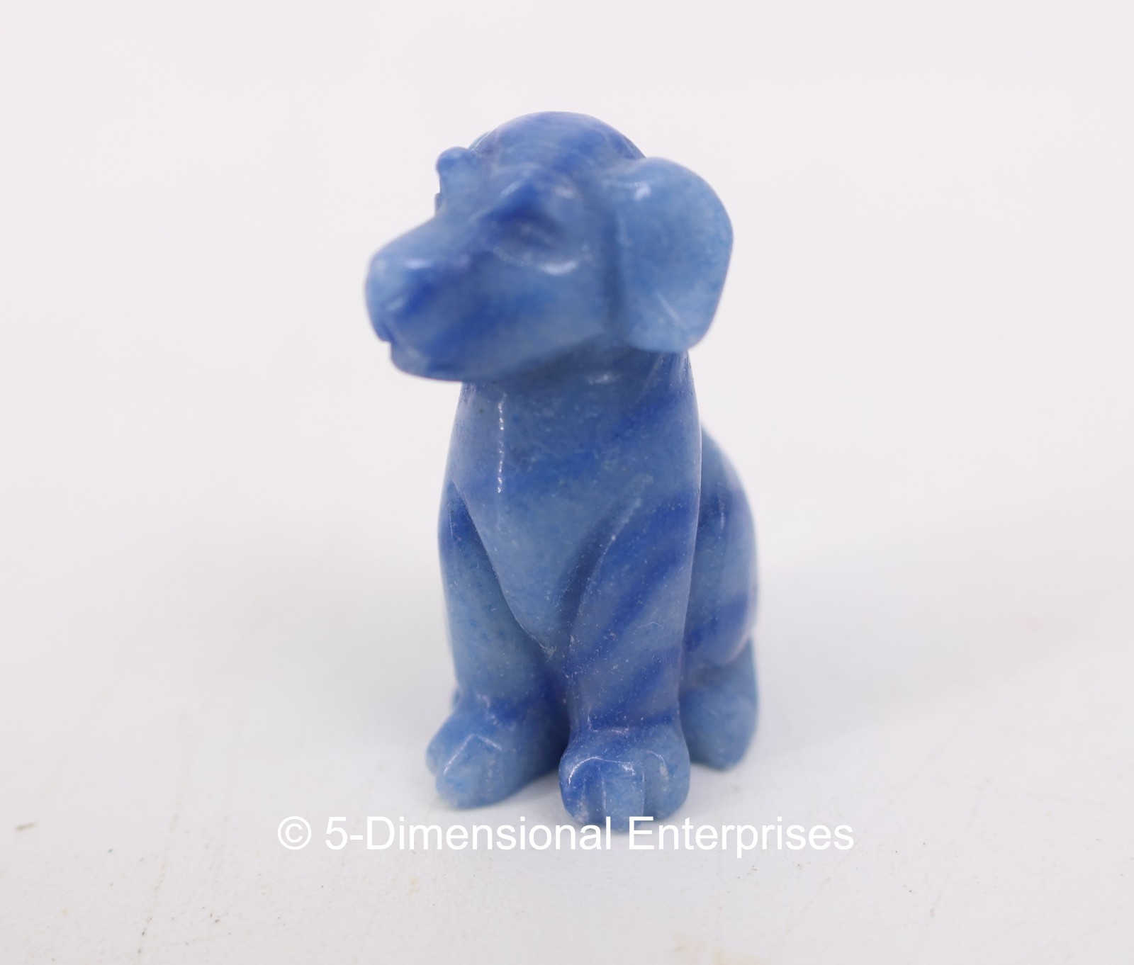 Blue Natural Stone Crystal 1″ Dog Statue – Hand Carved Healing Animal Figurine