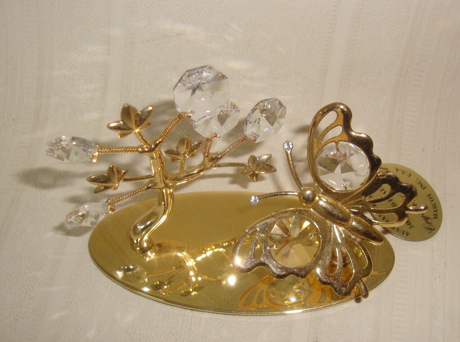 Crystal Delight 24K Gold Plated Australian Crystal Tree With Butterfly Mascot