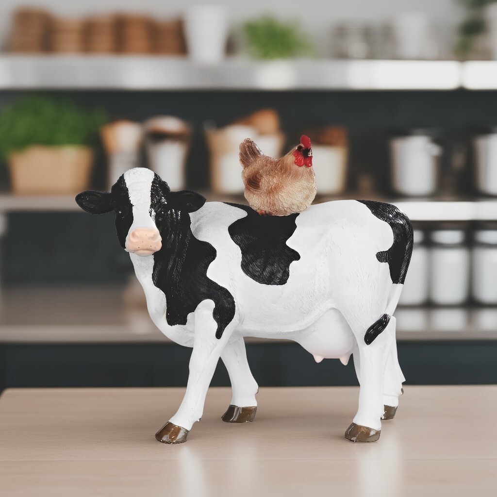 8.25″H Cow & Hen Standing Figurine Ornament Home Decor Unique Gift