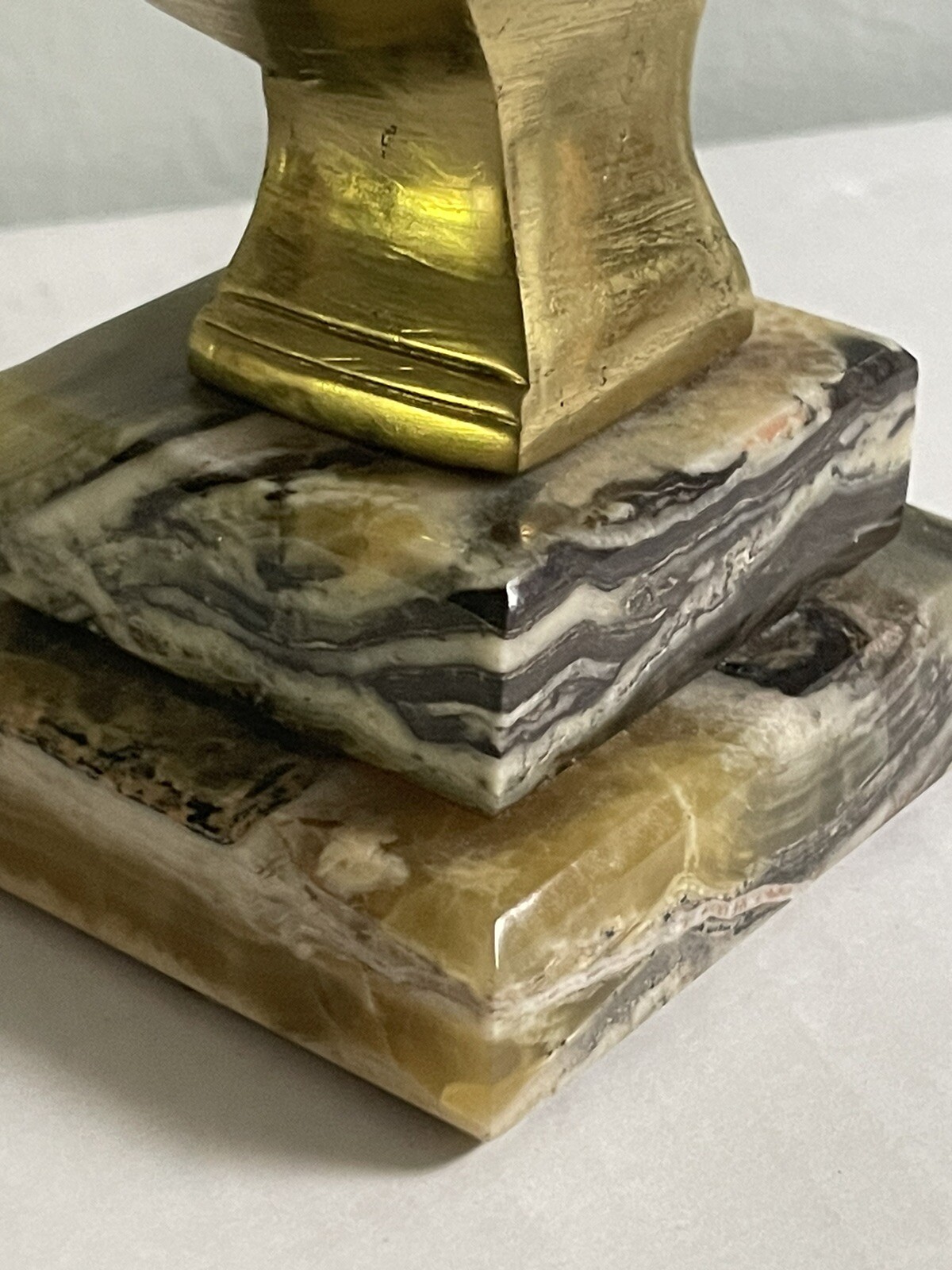 Miniature Brass Bust Of Bernardo O’Higgins Chile On Padded Marble Base *See Pics