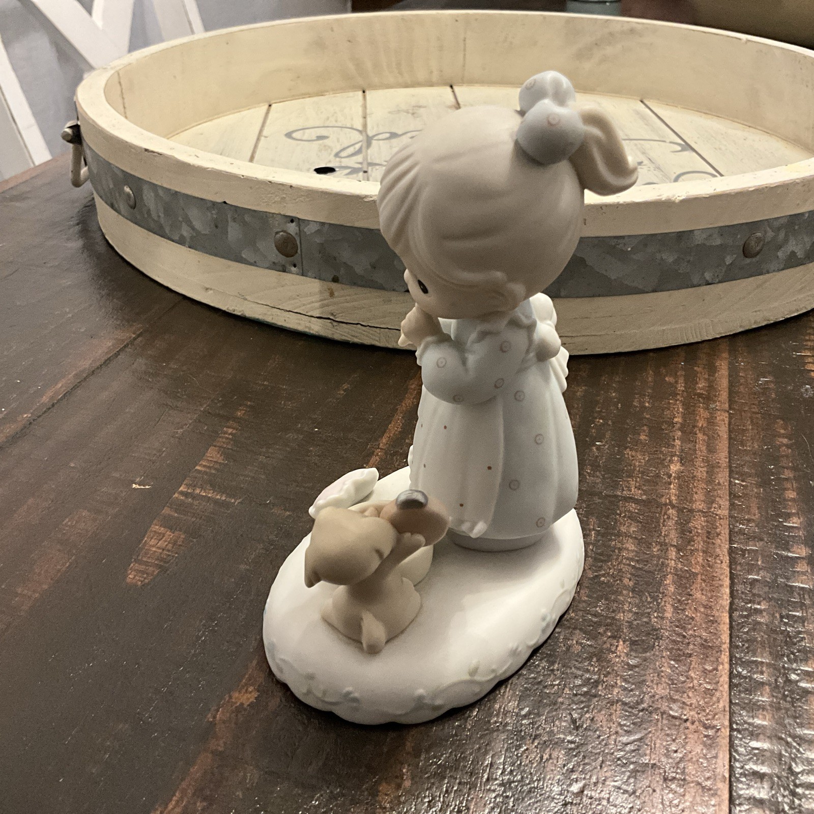 Precious Moments Figurine Porcelain Girl w/ Dog: Growing In Grace Age 12 1990s