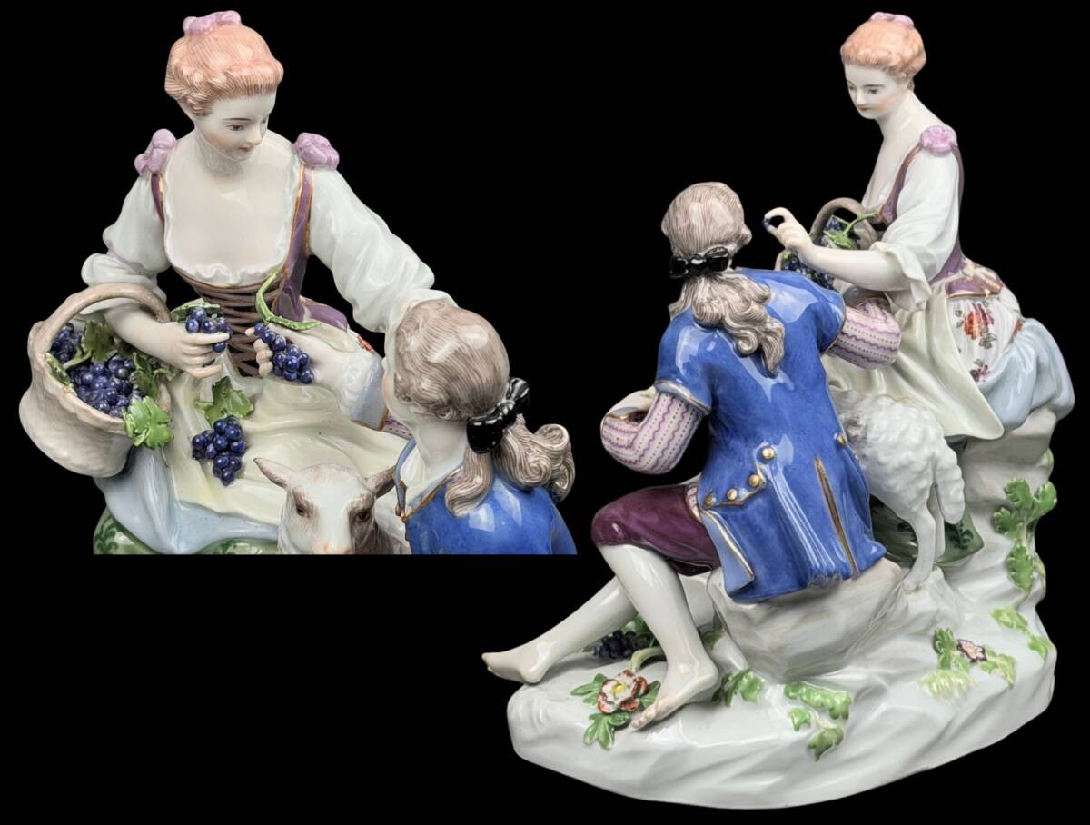 Nice Antique Meissen Shepherd’S Lovers Figurine Doll Asier Height 19.5Cm