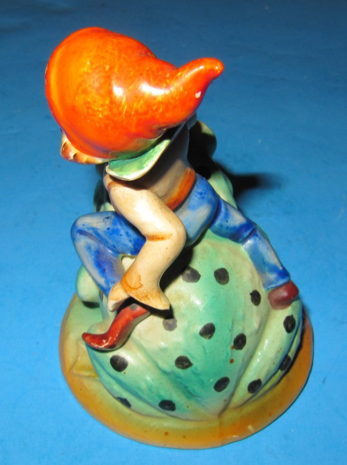 Occupied Japan Pixie Fairy Elf Riding Spotted Frog Figurine Vintage ~ Free Ship!
