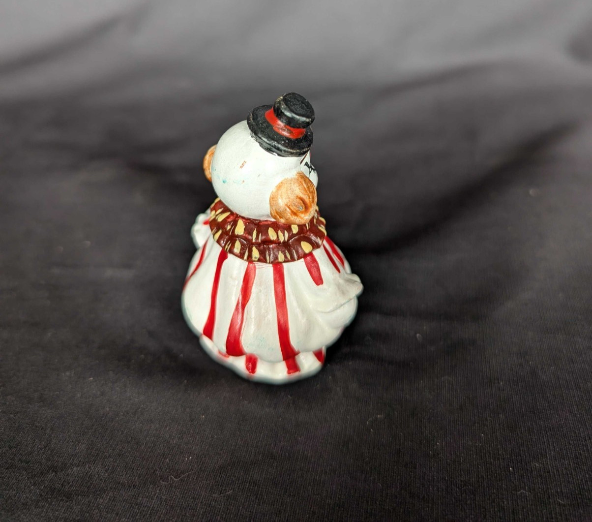 Vintage Ceramic Circus Clown Figurine 3″ Hand Painted Red Stripe Miniature