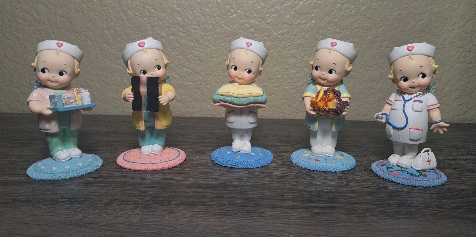 5 Rose O’Neill Angel Kewpie Healing Hearts Hamilton Collection Nurse Figurines