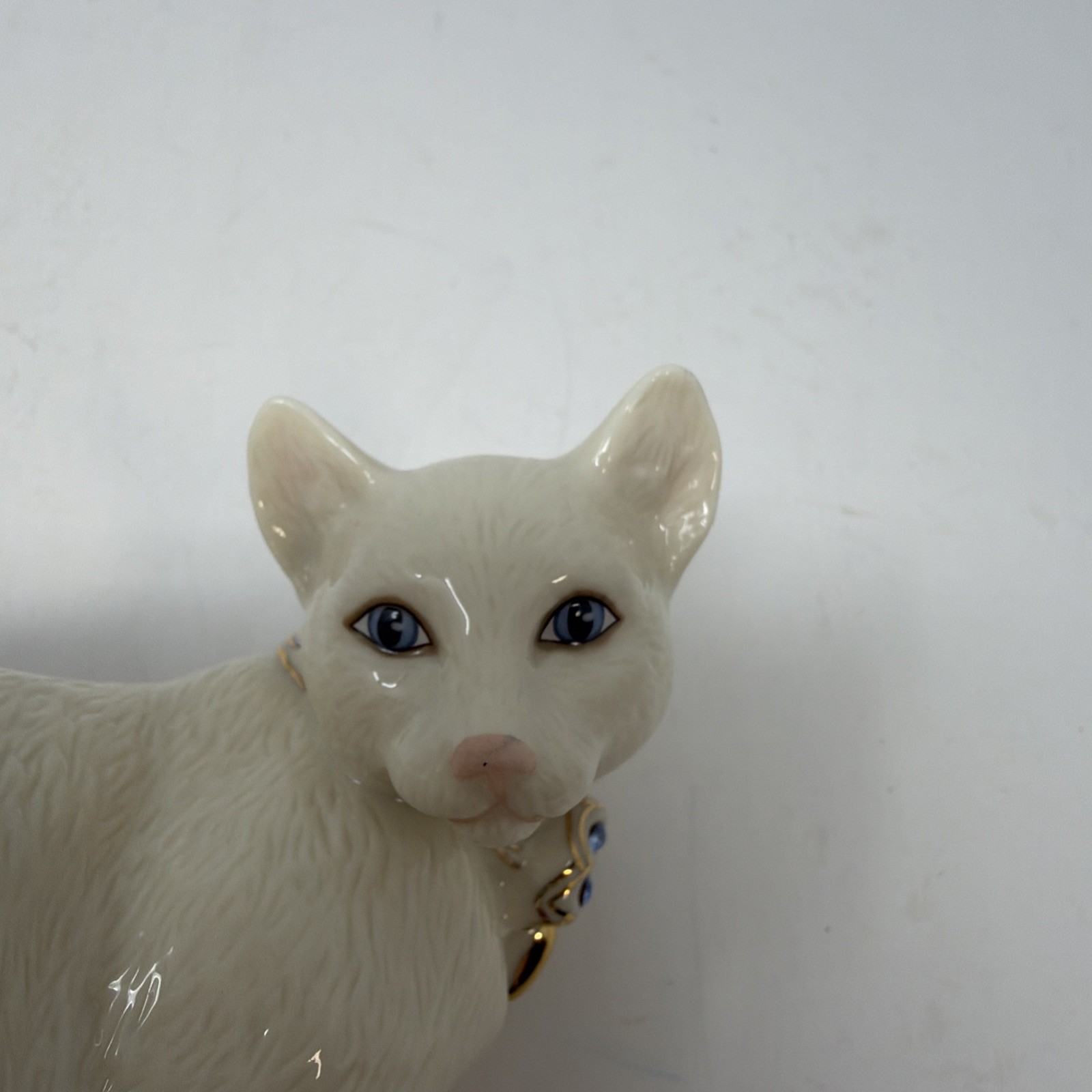 2 Lenox Sweet Devotion Cats Swarovski Crystal Collars 24K Gold Accents Handpaint