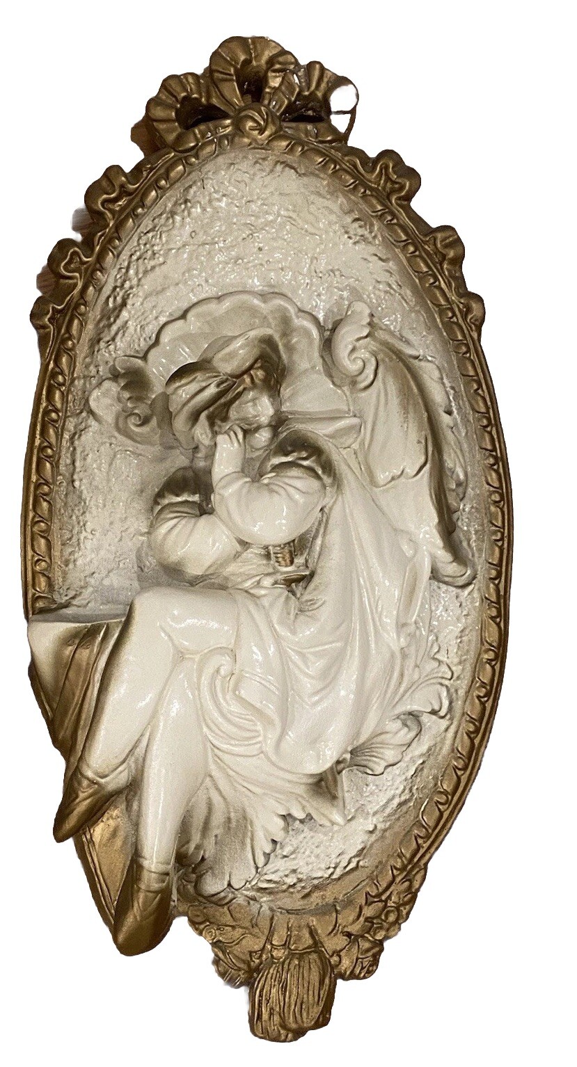 Renaissance Style 3 D White Plaques – a Pair