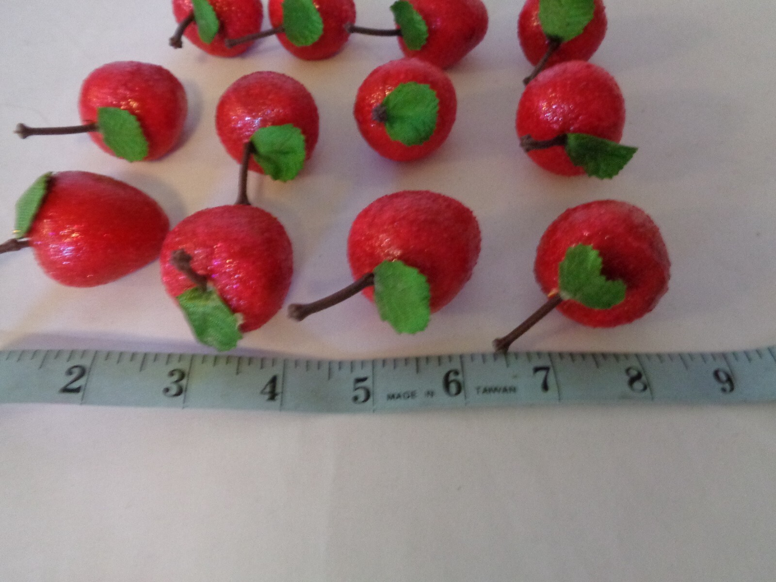 VINTAGE SUGARED SRAWBERRY FRUIT FIGURE BASKET BOWL FILLER DOZEN 12 FOAM