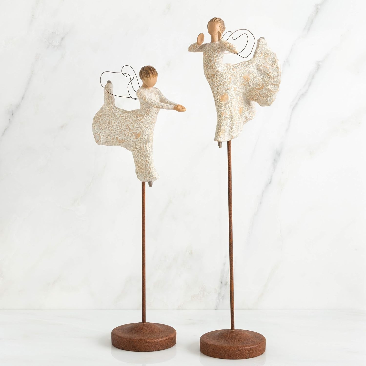 Dance of Life Angel Figurine – Hand-Painted with Nature Symbols for Nativity