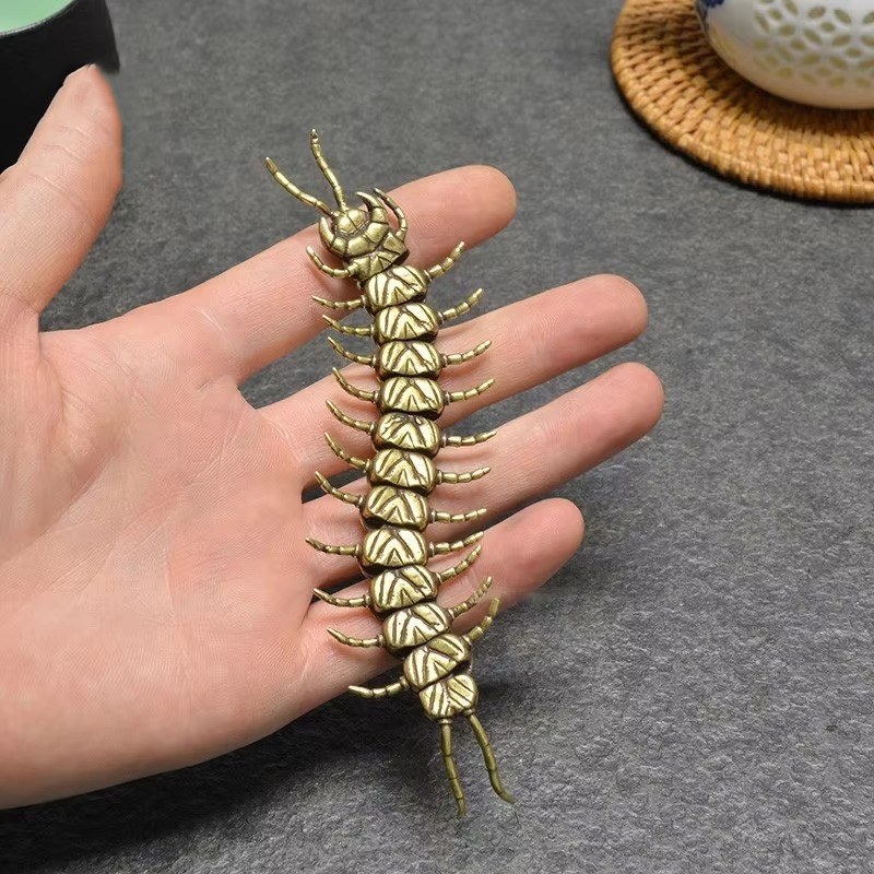 Vintage Copper Movable Centipede Figurine Brass Animal Miniature Ornament Pet