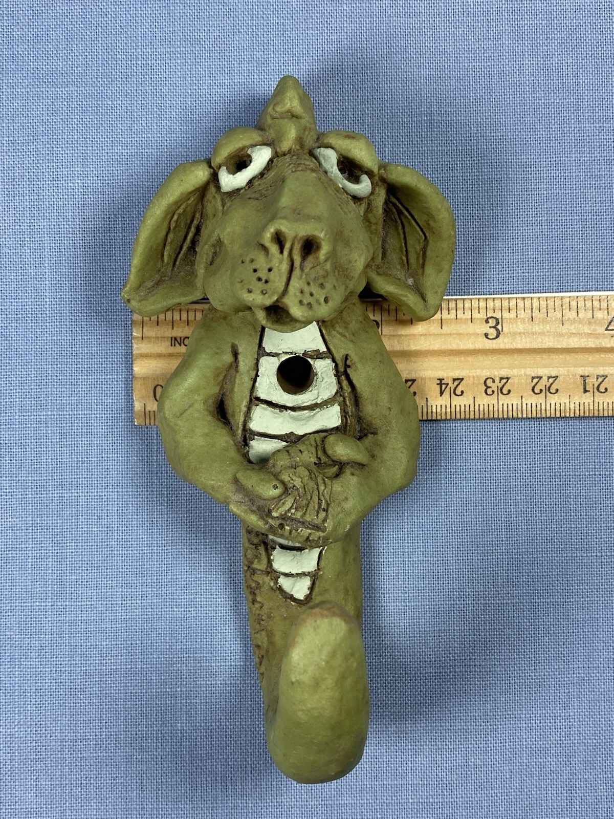 2 Green Brown Dragon Monster Pottery Wall Hooks Curious Critters 1981 1982 Fun!