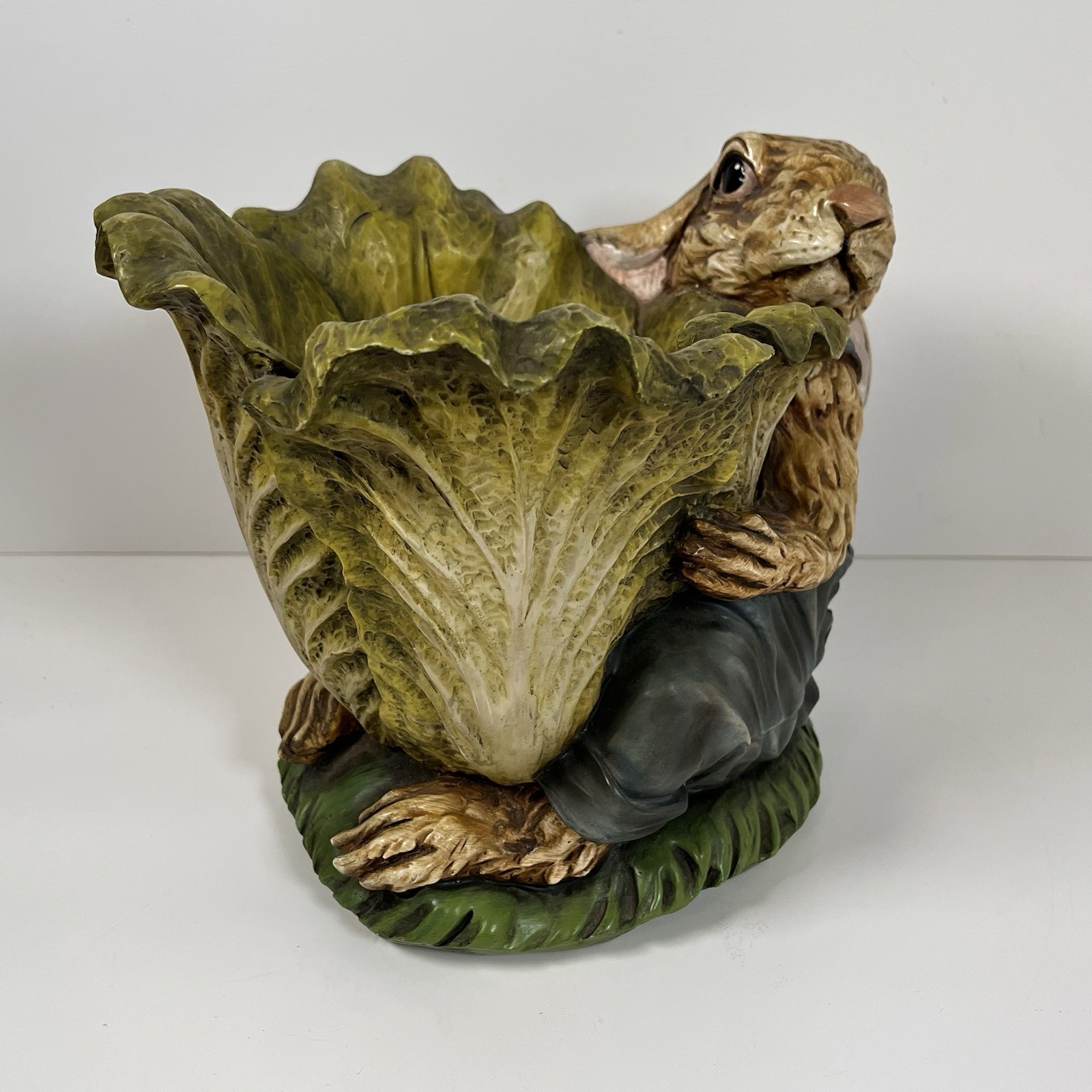 Easter Spring Bunny Rabbit Henri Chrisdon 2000 Resin Planter Overalls Lettuce