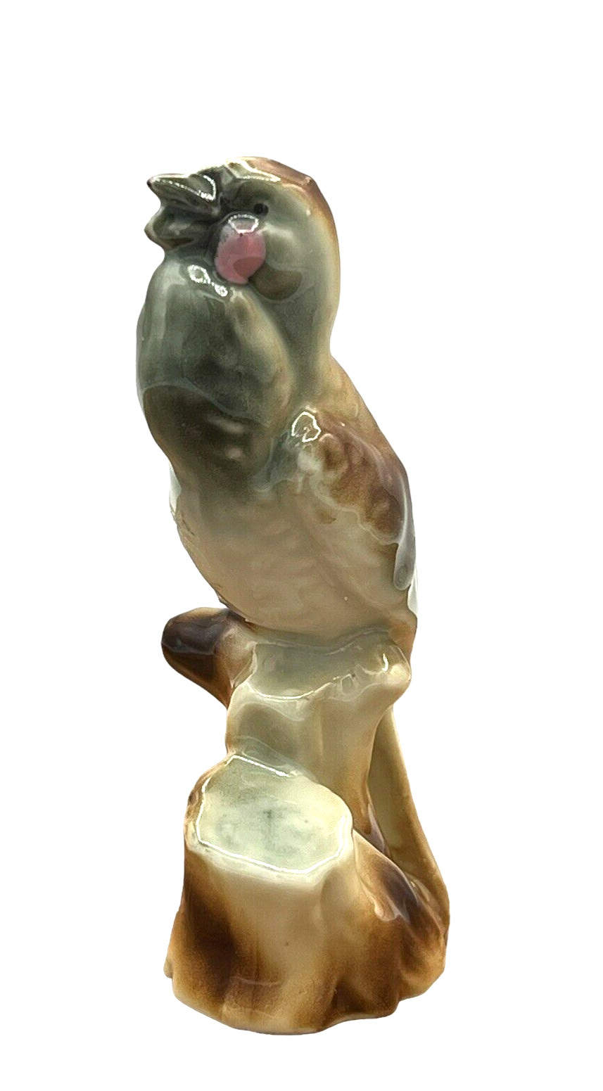 Japan Brown and Blue Bird Figurine Porcelain Statue Figure 4.5″ Vintage