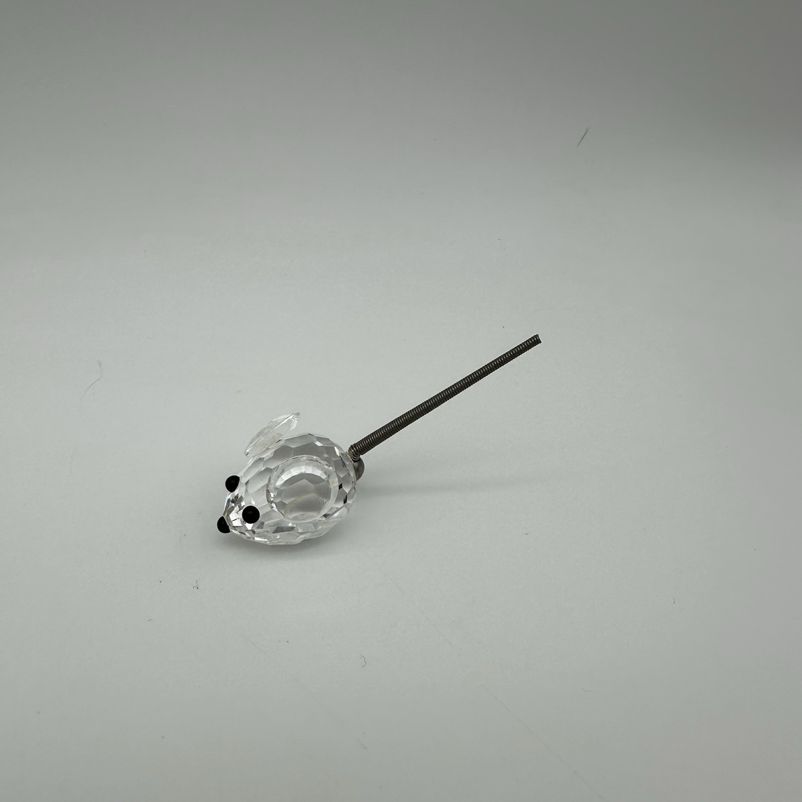 SWAROVSKI CRYSTAL SMALL MOUSE WITH SPRING TAIL BLACK EYES & NOSE SIZE – 1-2”
