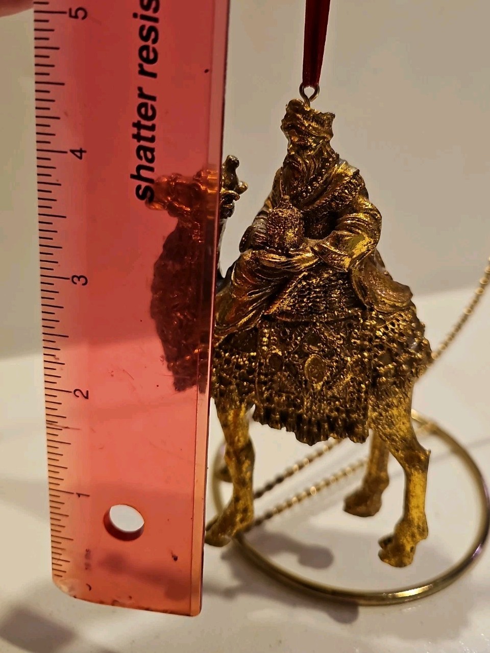 One Of The Three Wiseman NATIVITY Christmas Decor Ornament Golden Resin