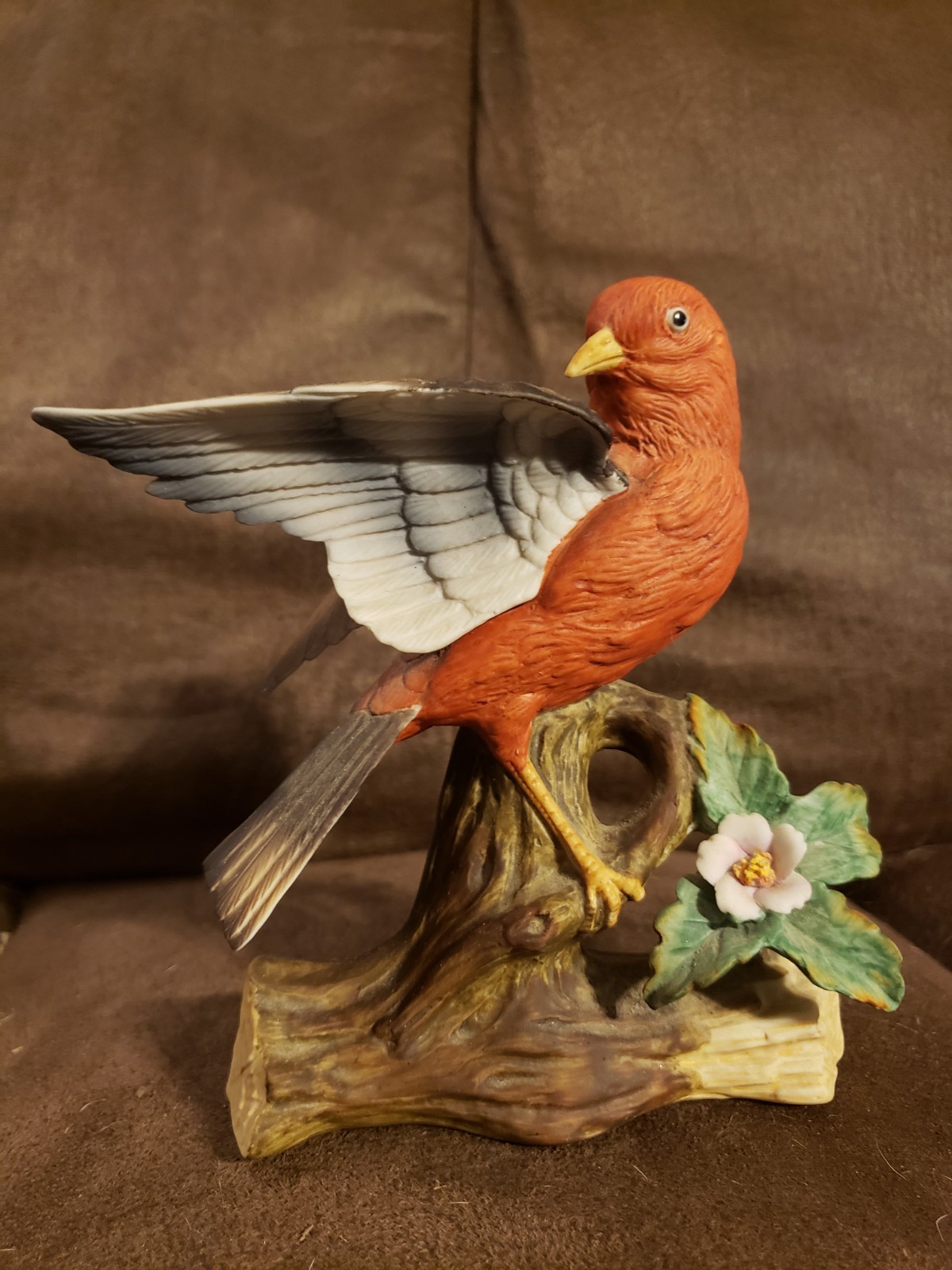 Vintage Tanager Or Brown Robin Figurine By Andrea Sadek Bisque Porcelain Hand…