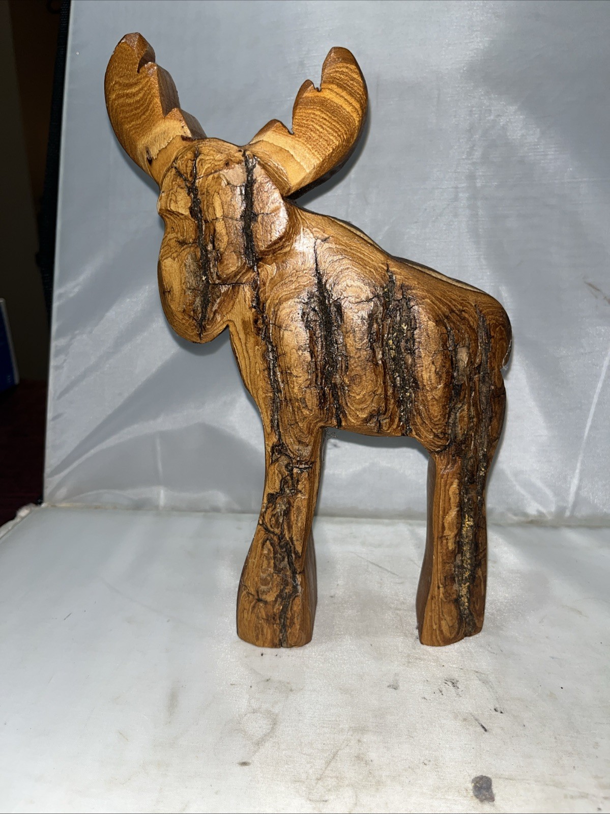 Hand Carved Wooden Elk 11” X 7.5” X 1.75” Shelf Decor Cabin Hunting Lodge Rustic