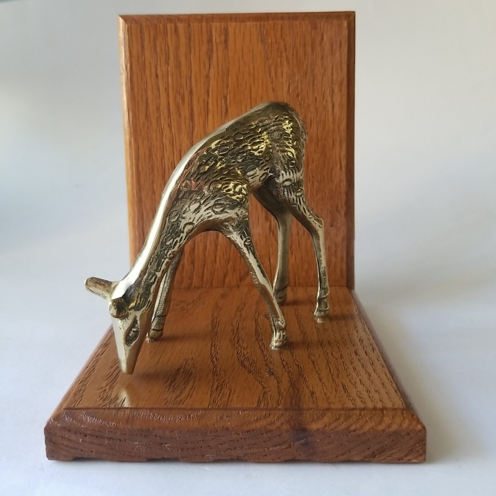 VTG Deer Doe Stag Buck Figure Solid Brass Bookends Cabin Library Dad Academy