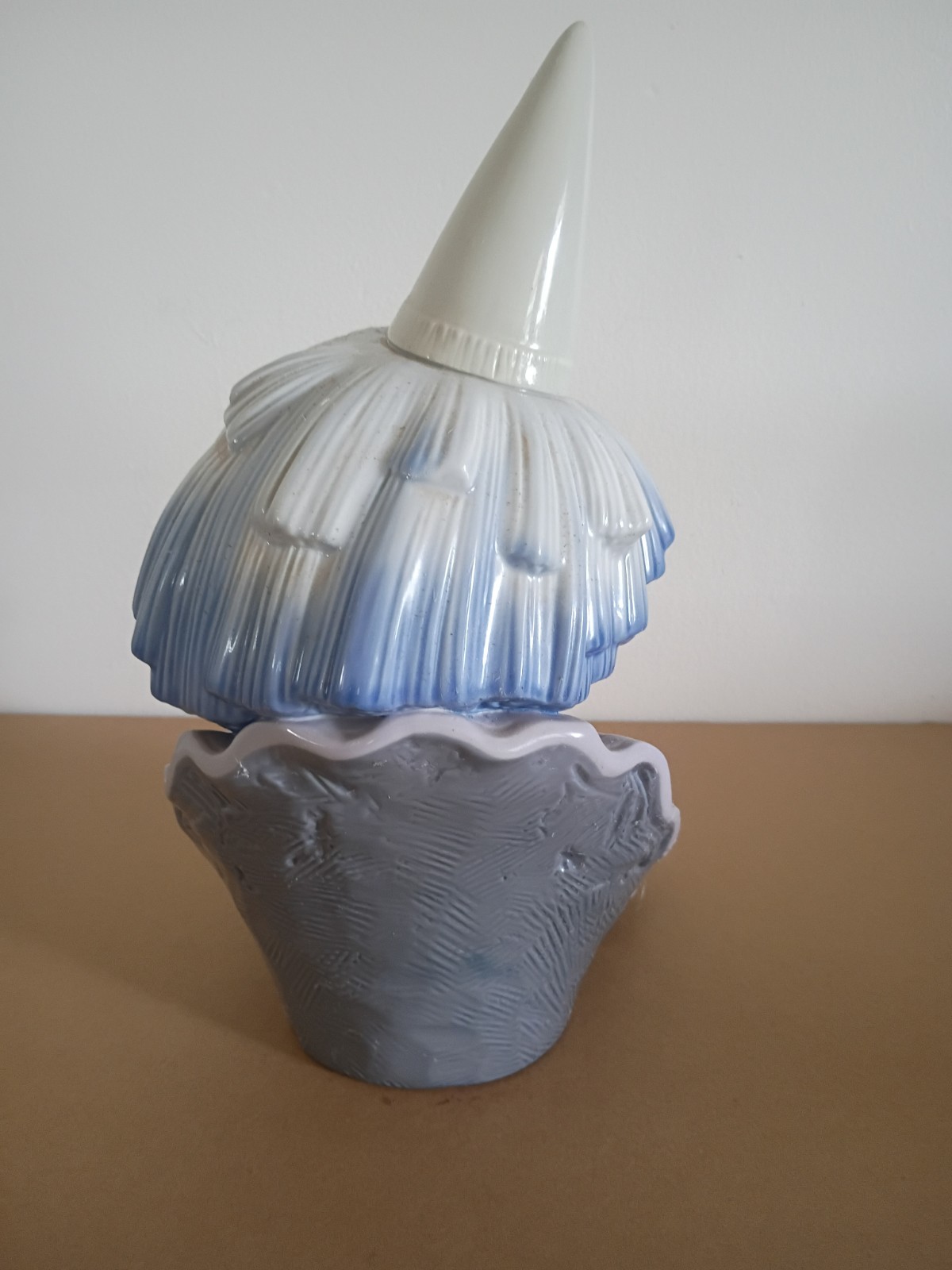 Porcelain Clown Bust Figurine, Blue White Gray Pink, Glossy Finish, Unboxed