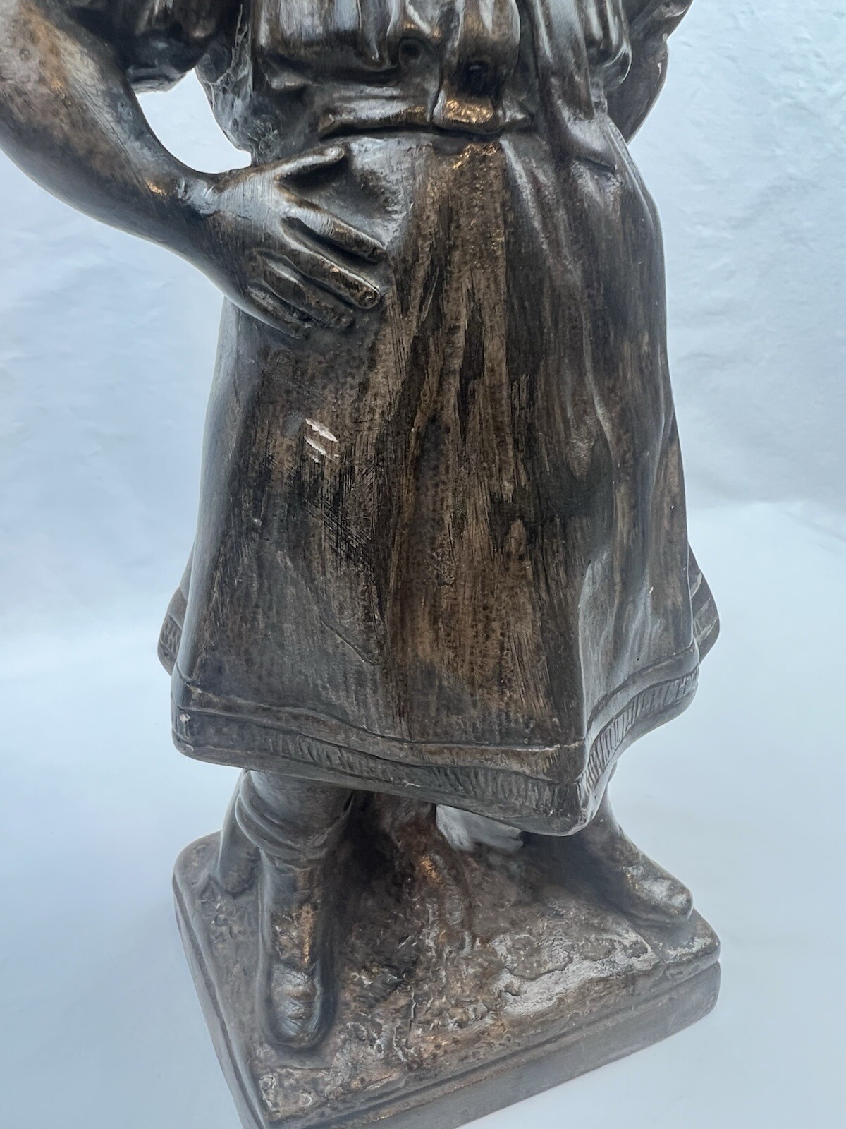Antique Plaster School Child French Statue Chateau Style Art Deco 1900’s Figure