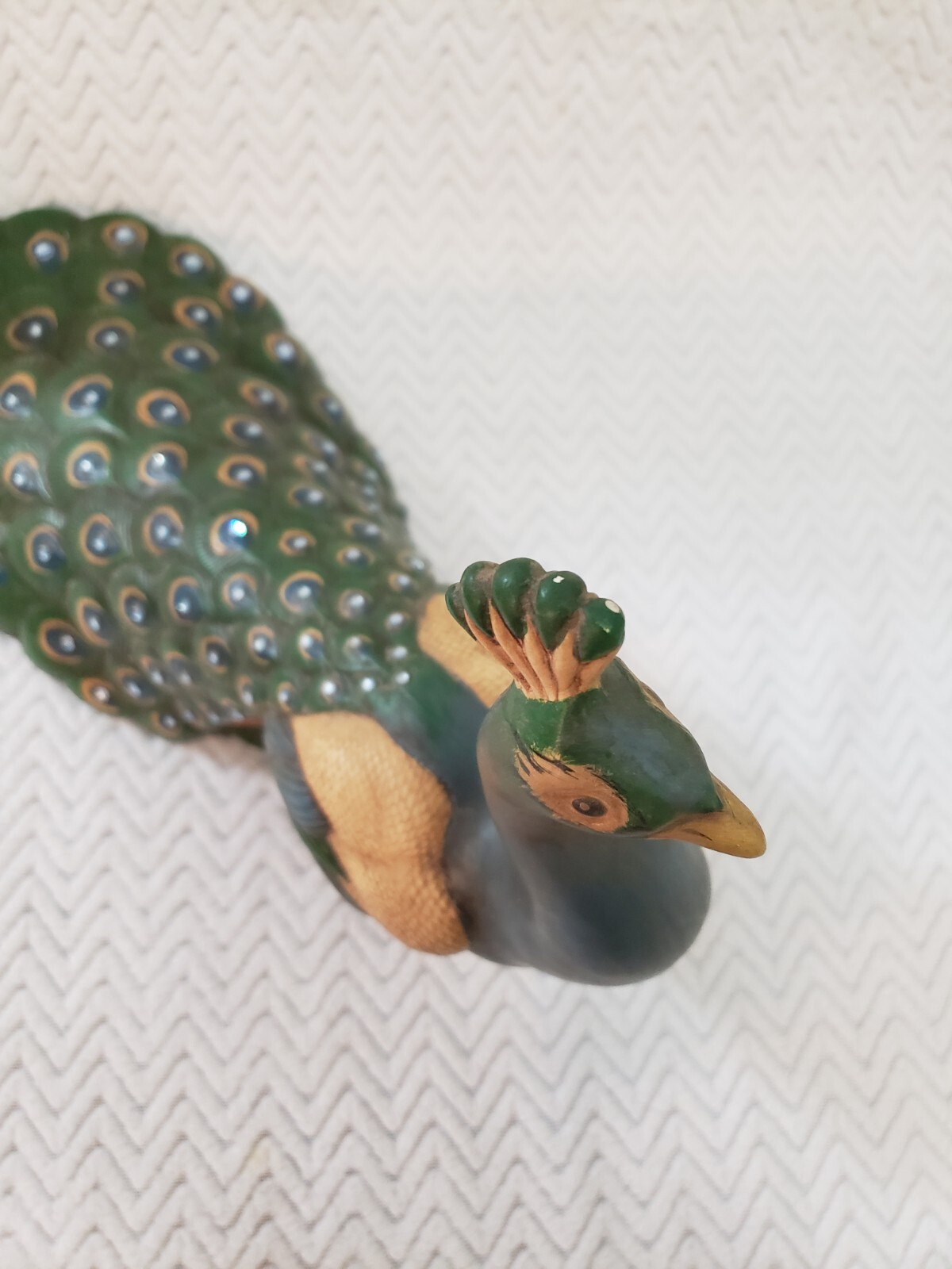 Lot Of 2 Holland Mold Peacock Hand Painted Ceramic Standing Non Lighted Decor
