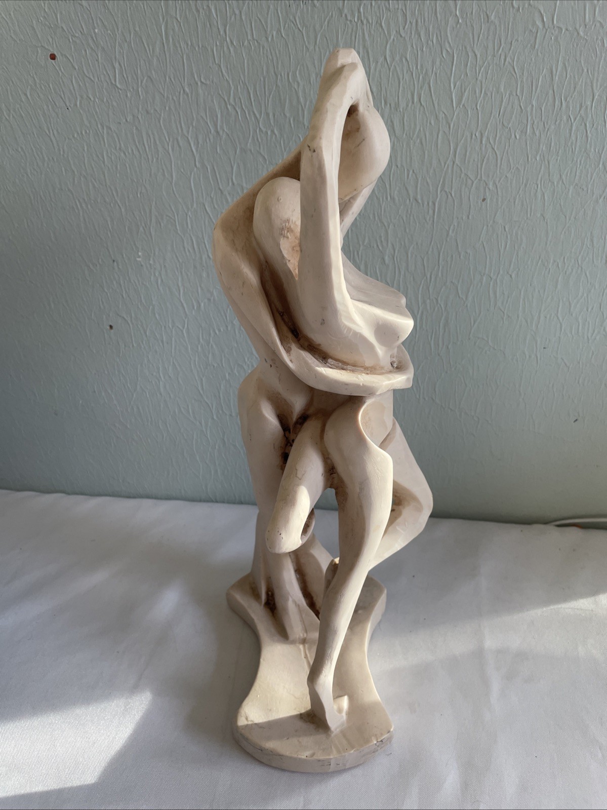 Abstract Art Mexico Nude Dance Couple Embrace Figure Decor Vintage Sculpture 14”