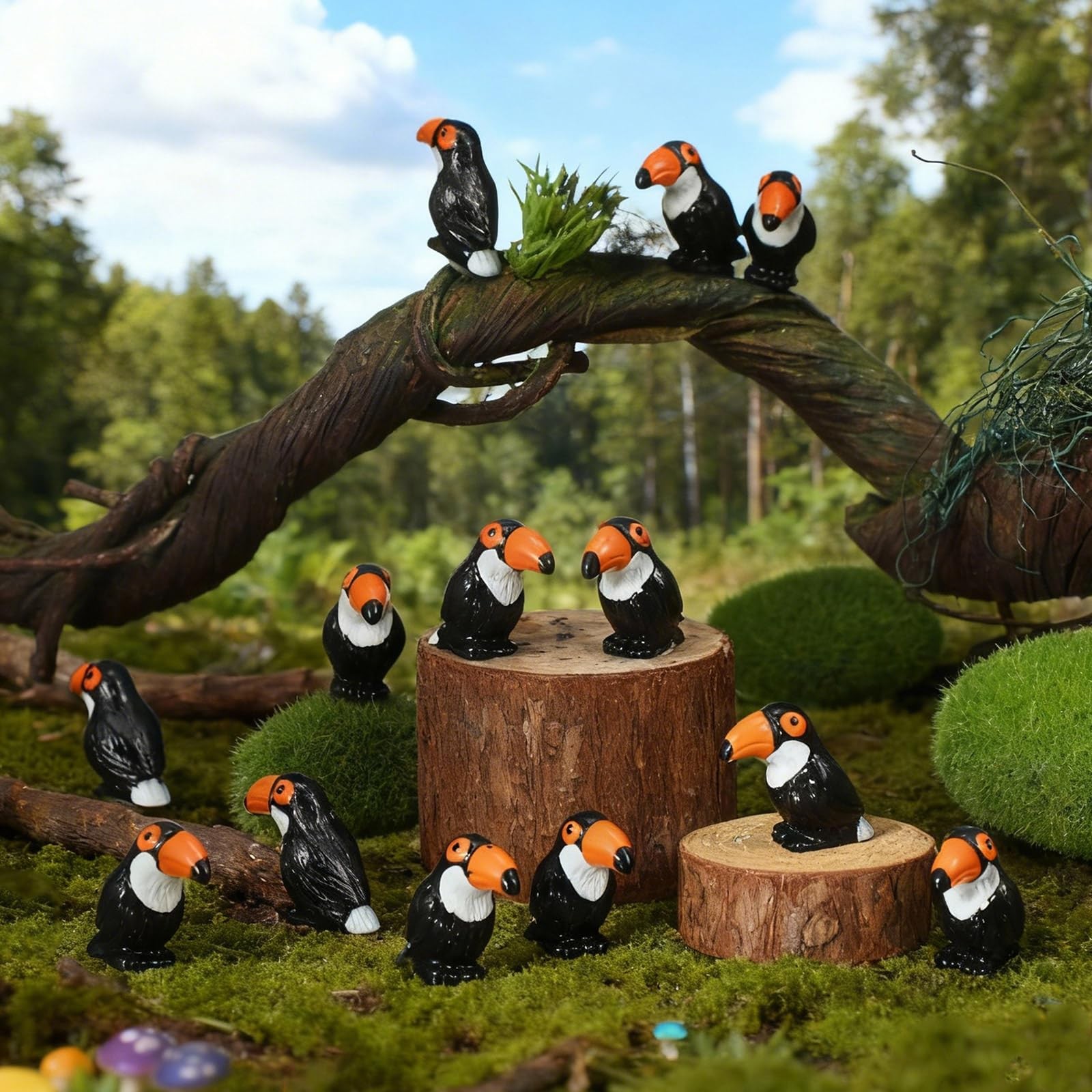 24 Pcs Miniature Tropical Parrot Figurines Resin Parrot Statue Tiny Bird Figu…