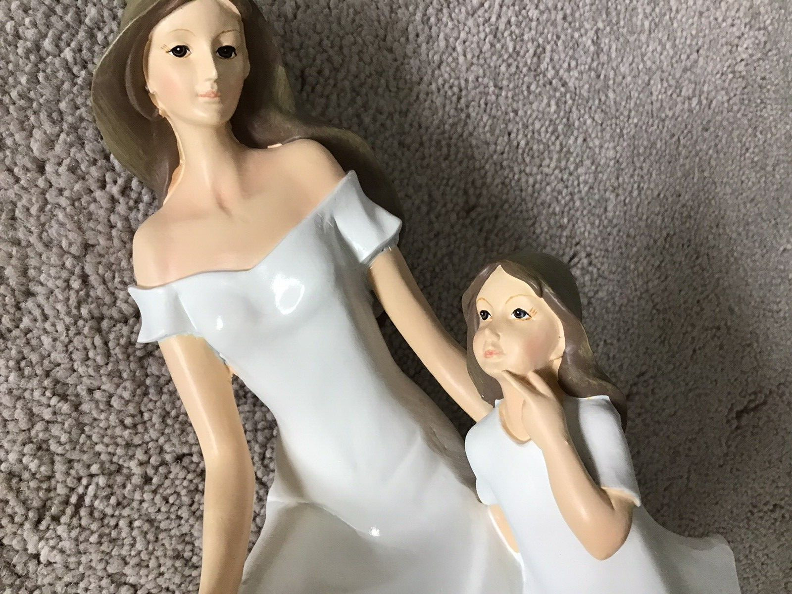 Kneeling Mother and Daughter Plastic Resin 9″ Figurine