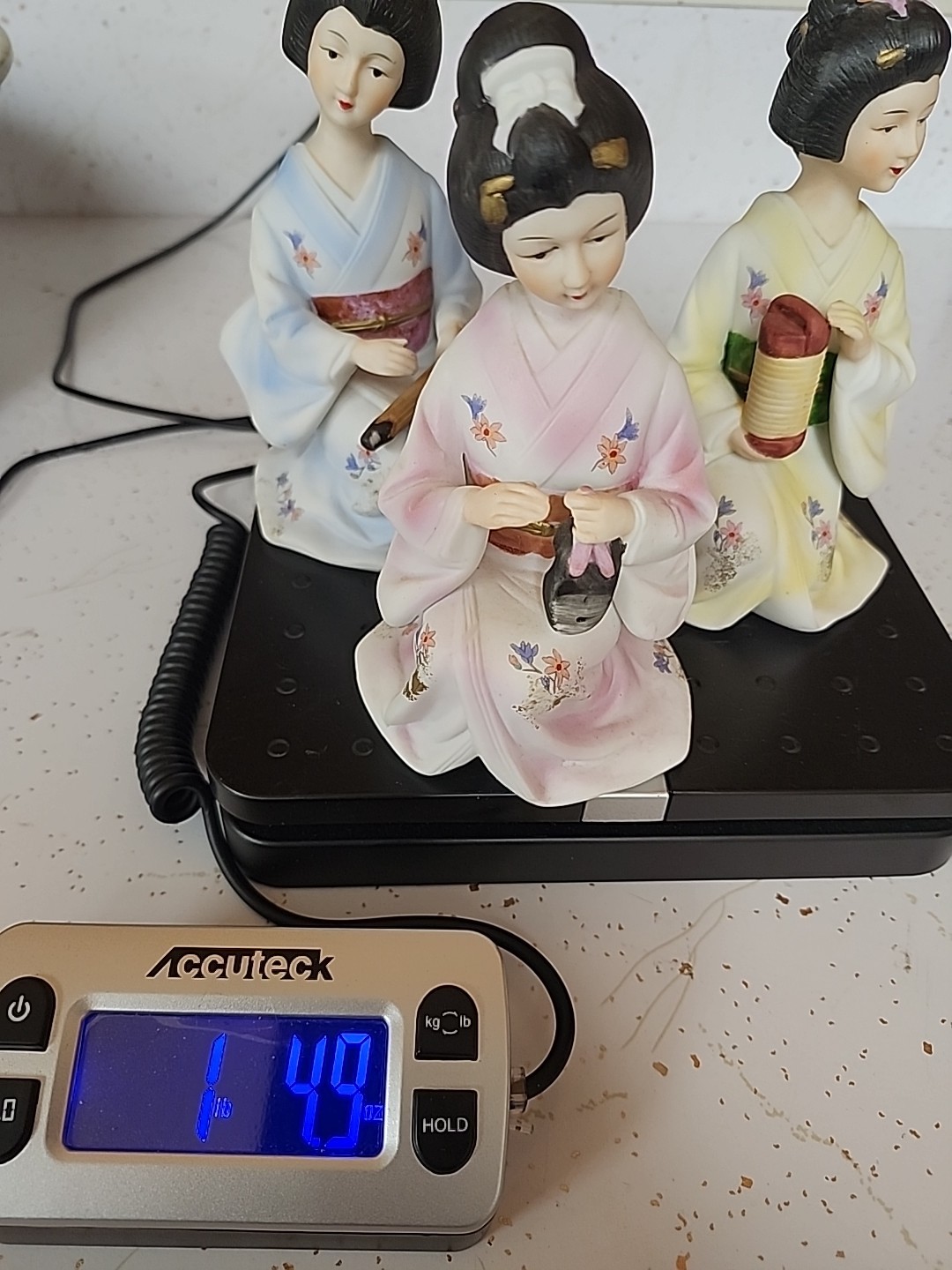 3 Vtg Japanese Geisha Girl Seizan Art Porcelain Figurines