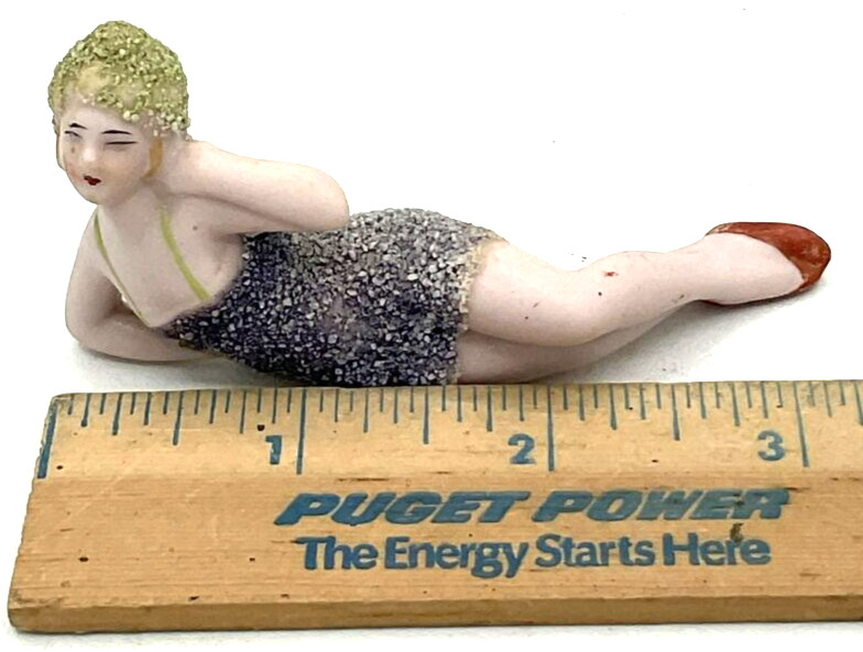 Bisque Porcelain 1920s Flapper Girl Bathing Beauty Art Deco Germany Sugar Suit