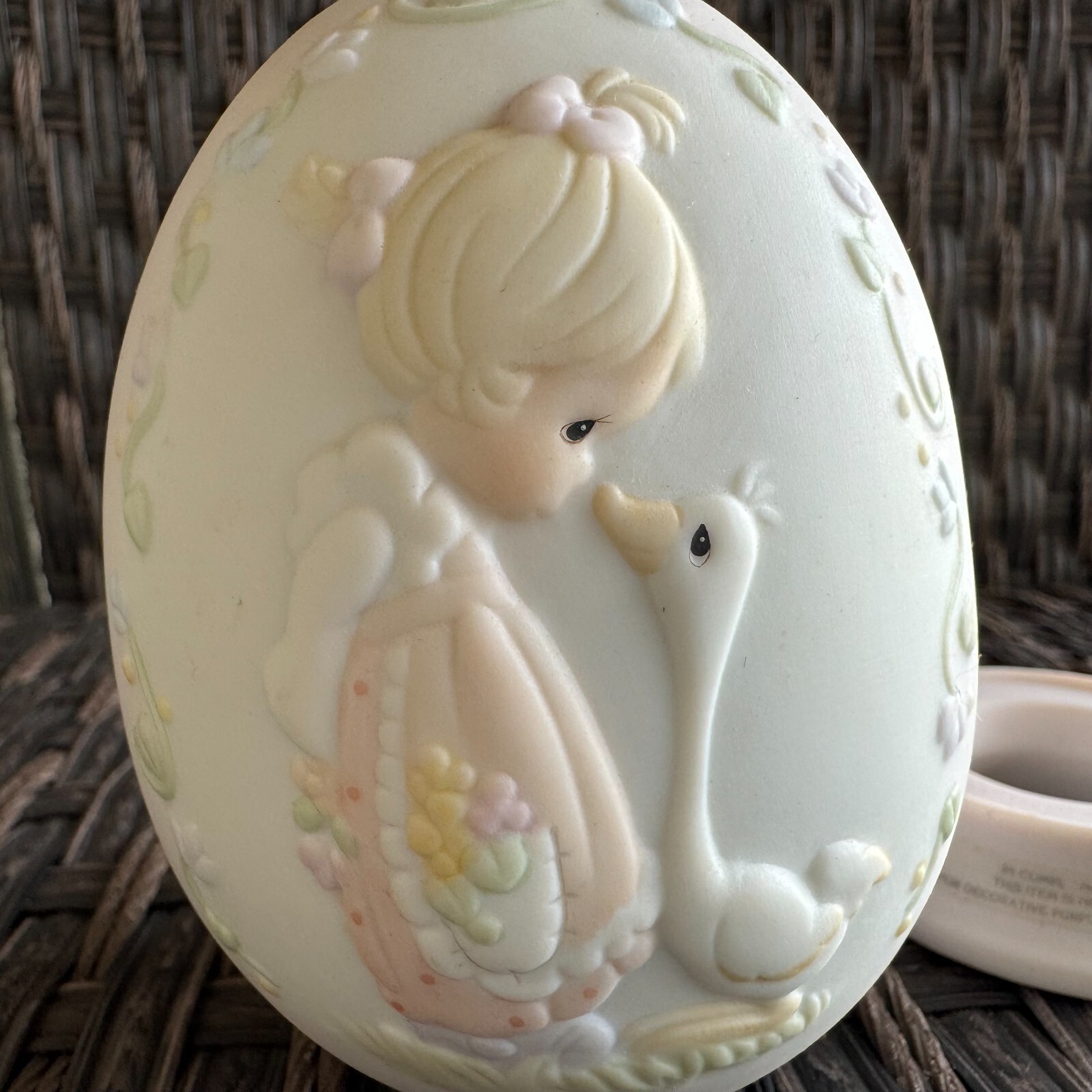 Precious Moments Figurine 1993 Easter Egg Make A Joyful Noise Girl Goose Holiday