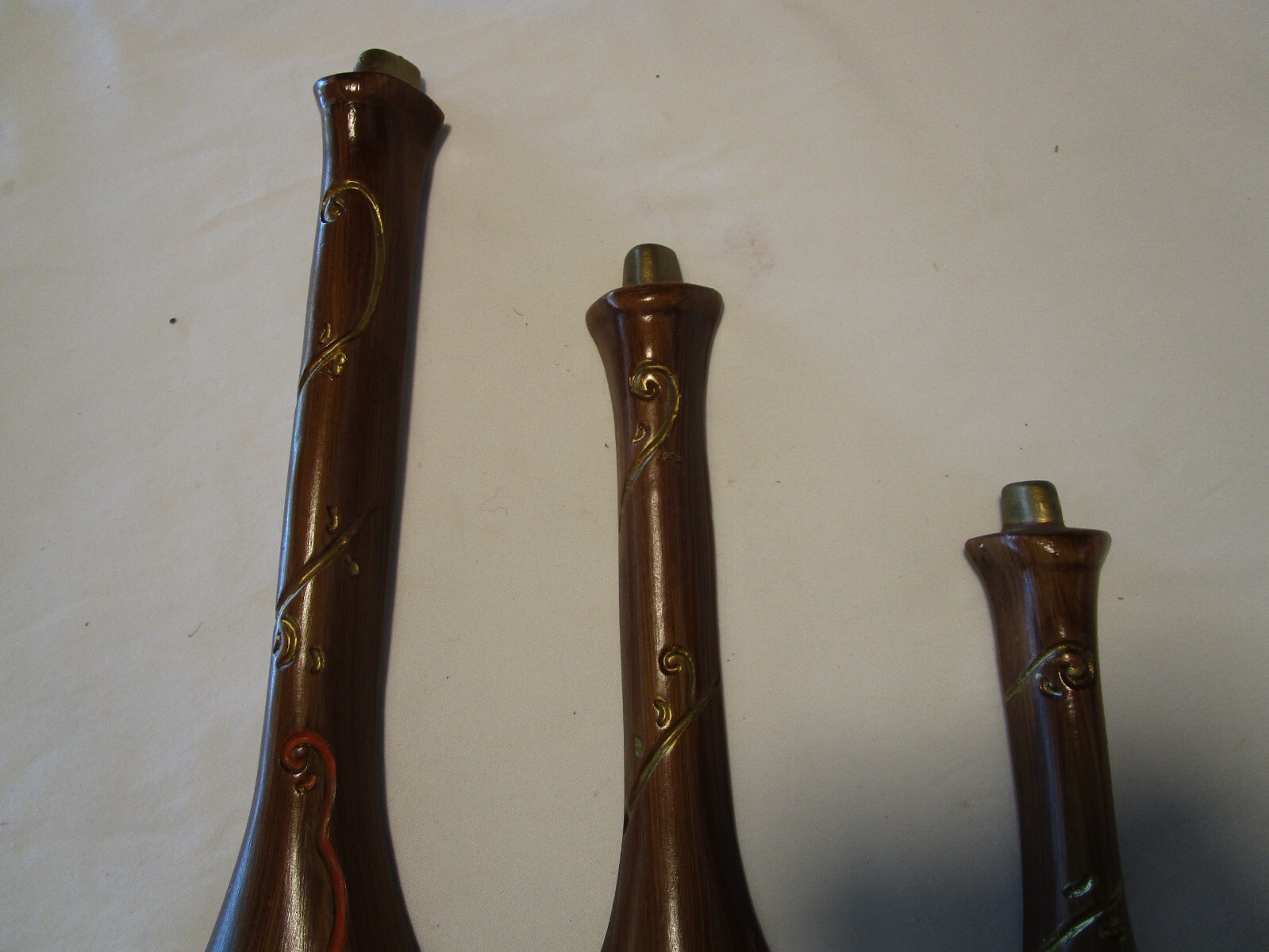 Vintage MCM Chalkware Plaster Wall art 3-Genie Bottles Daisy decor 1960’s 19” T