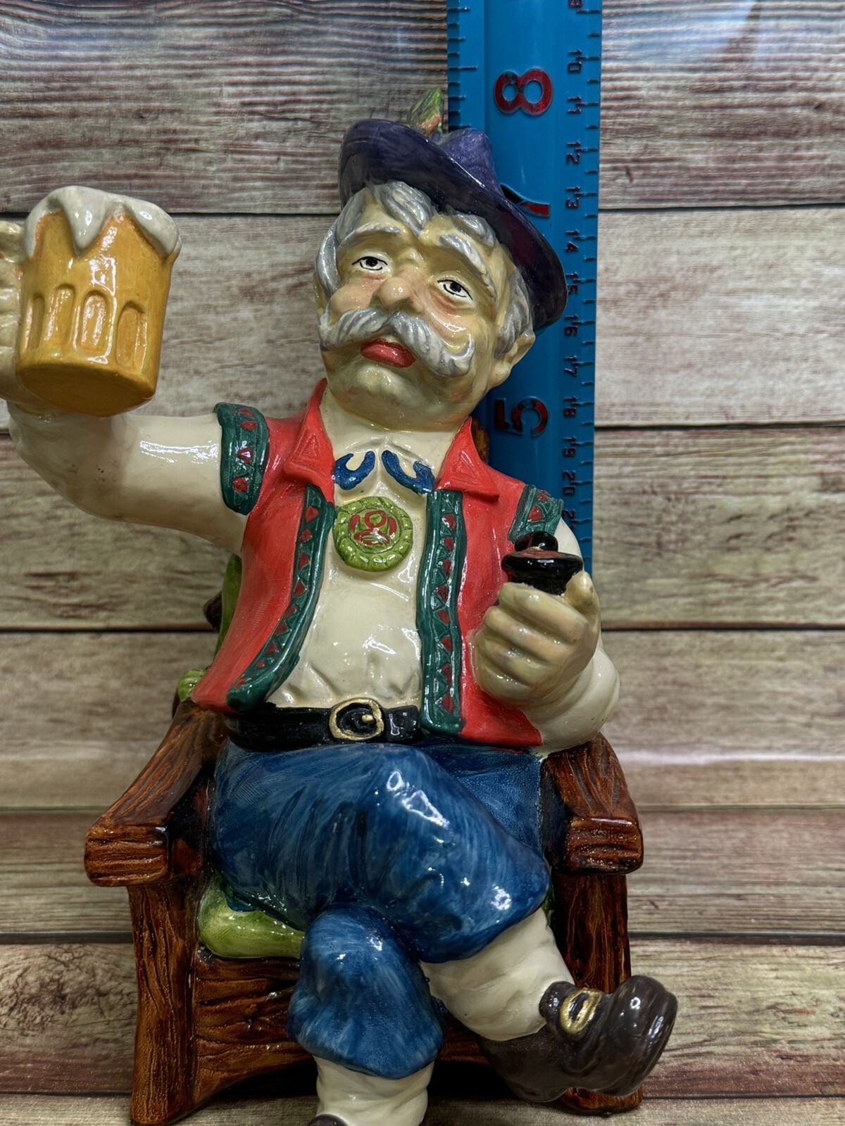 LUCAVALLI Vintage Spain Rare 1960’s Mustache Man Drinking Beer Pipe Pub