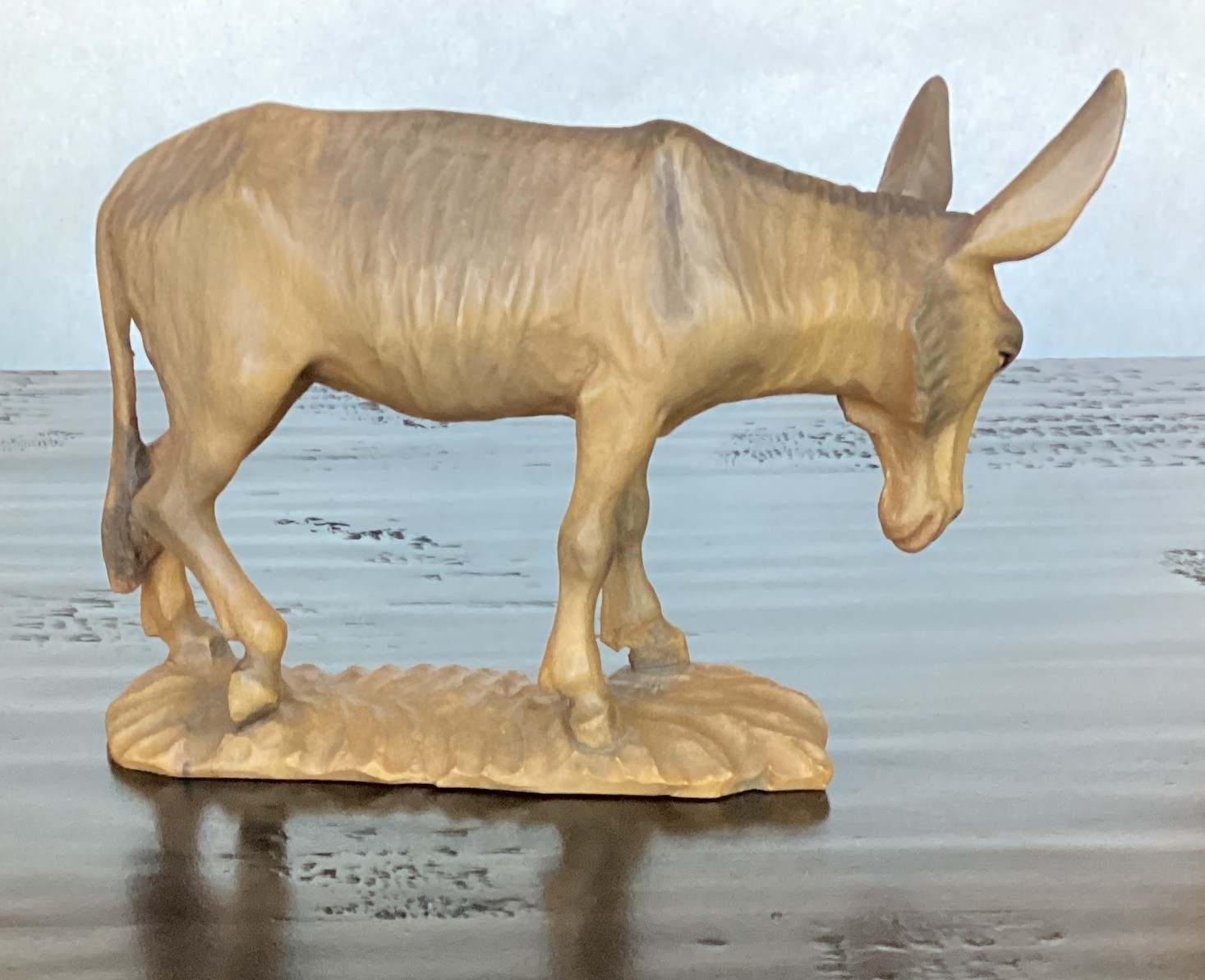 6″ SCALE ANRI VINTAGE KUOLT NATIVITY DONKEY WOOD CARVED FIGURINE ASS