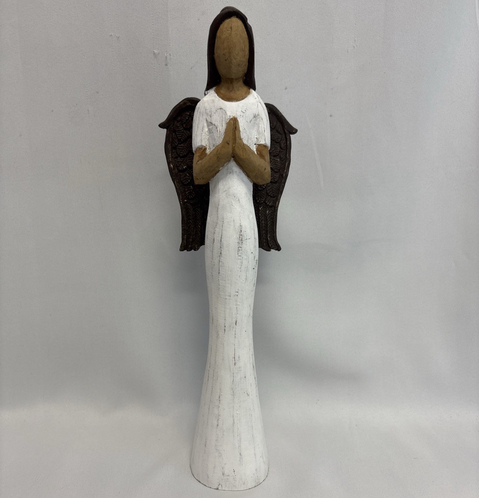 Hand Painted Carved Mango Wood Angel Distressed Finish India