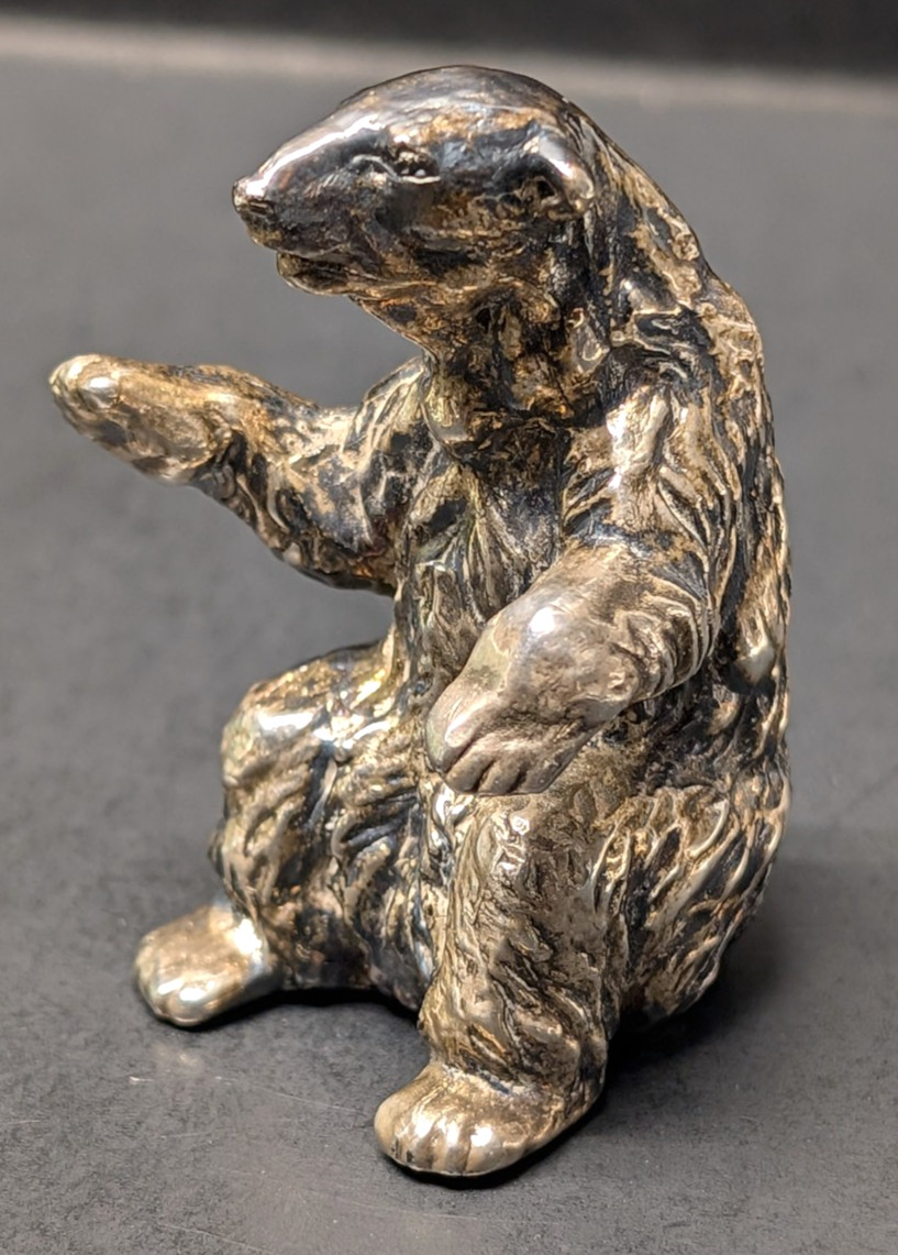 Vintage 2″ Sitting Bear Figurine Sterling Silver 925 Made Israel Collectible 25g