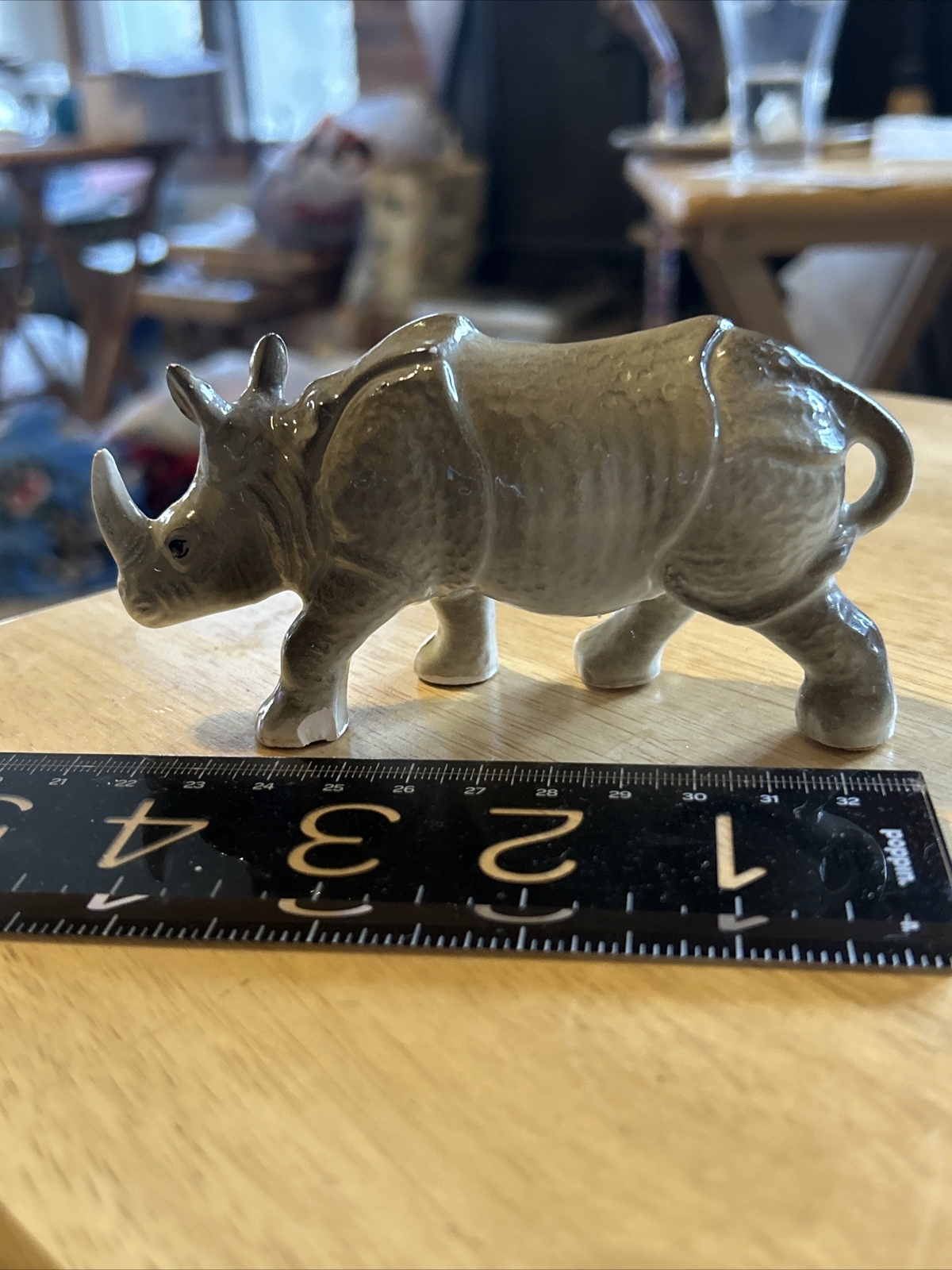 Porcelain Rhinoceros 4.5” Lightweight Grey/White