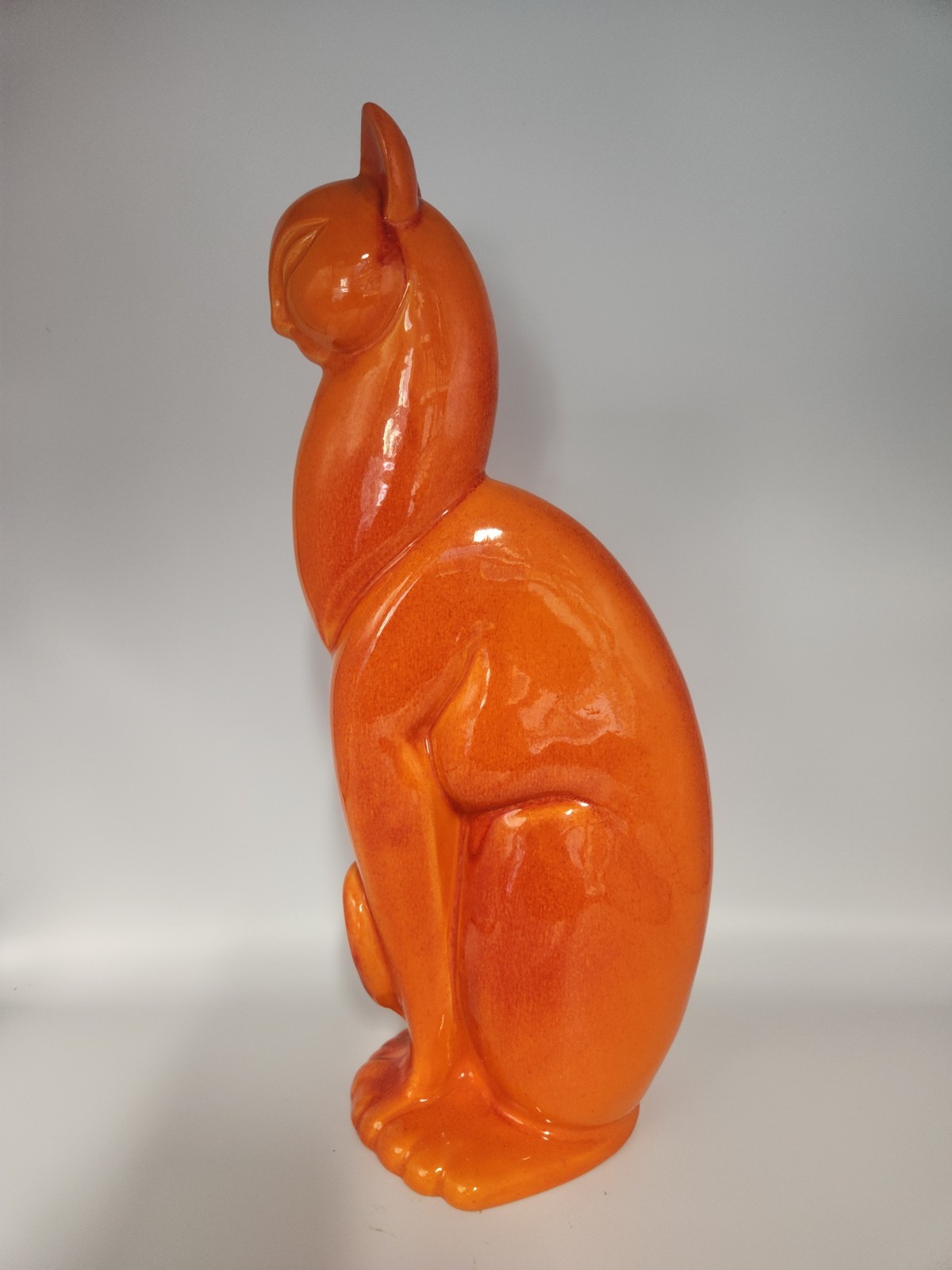 MCM Royal Haeger 616 Vintage Orange Winking Egyptian Cat Ceramic