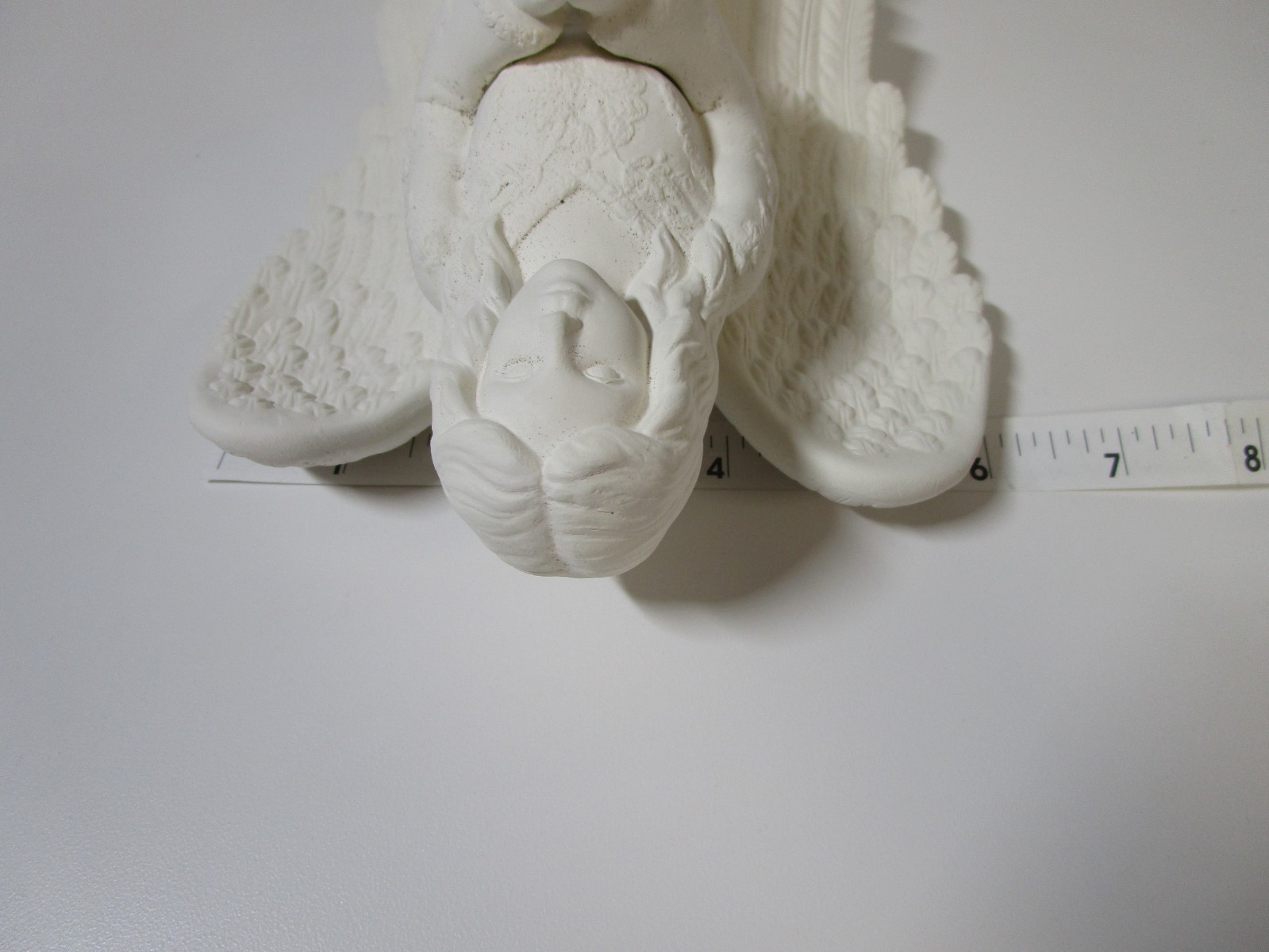 Vintage Bisque Ceramic Praying Angel Figure w/ Wings Indoor Outdoor 10″