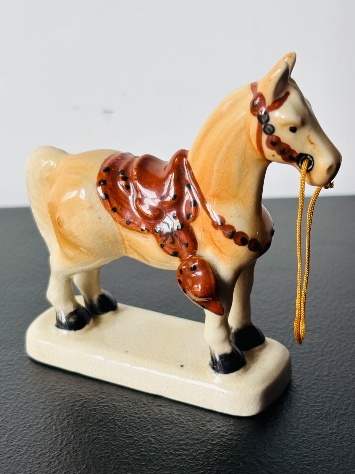 CUTE!! VTG 60’S MADE IN JAPAN 2 PORCELAIN BROWN&BEIGE HORSE PONY COLT FIGURINES