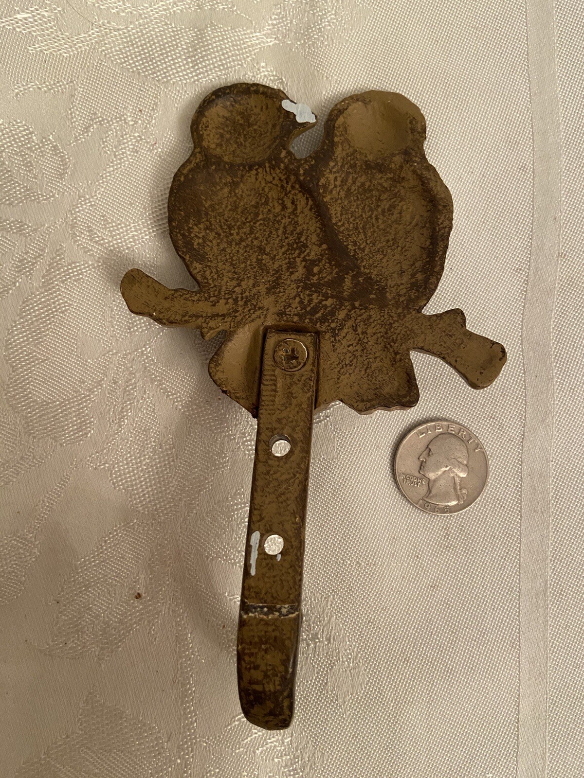 Vintage METAL WALL HOOK Pair of Birds Seated on a Branch