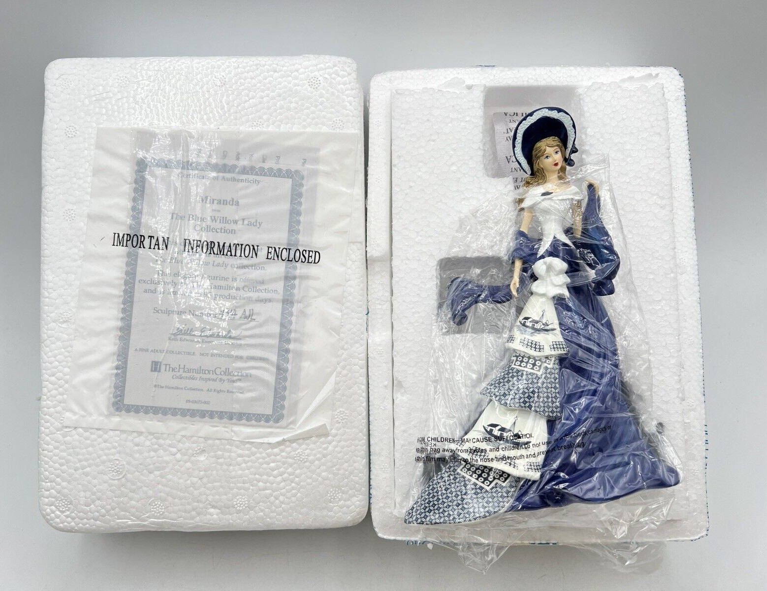 Miranda Figurine The Blue Willow Lady Hamilton Collection with COA w BOX NEW