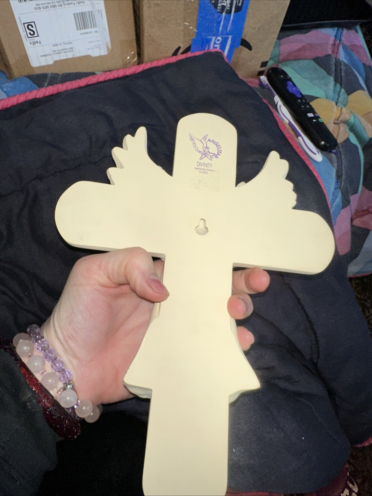 Angel Star Sculpture Cross Figurine Keepsake 2002 Angel Girl On A Cross