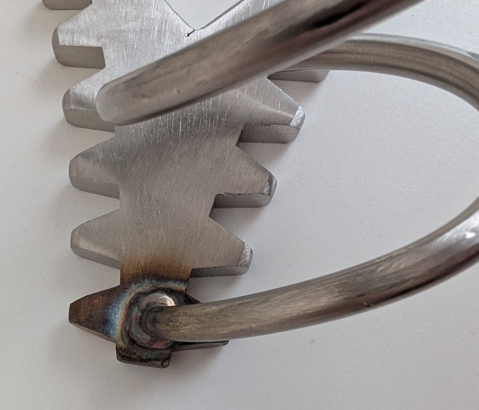 Brutalist flower sculpture recycled art blue silver tone metal tree unique