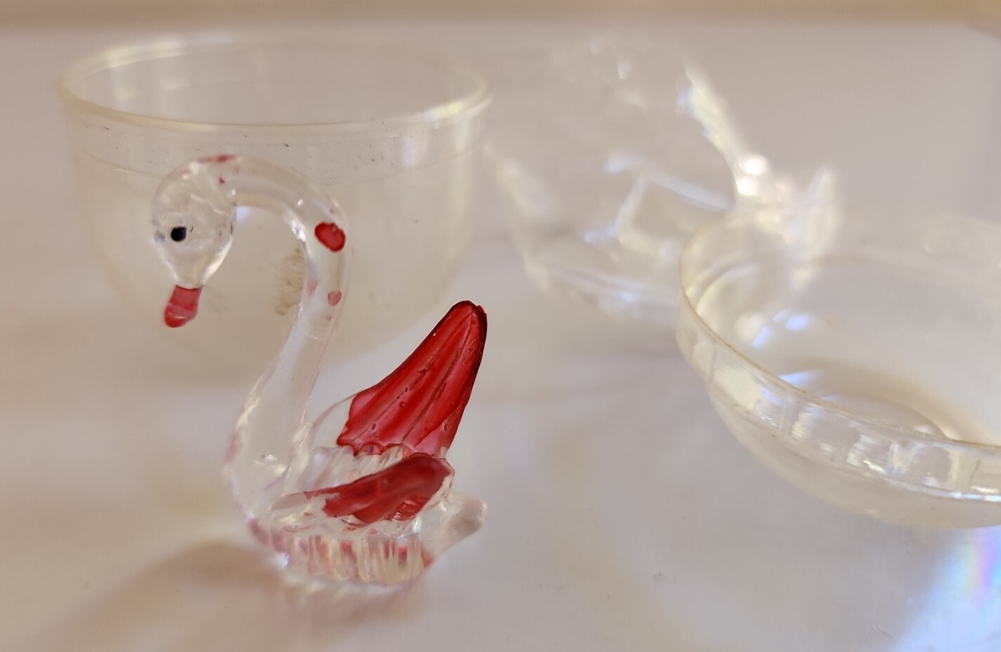 Vintage Clear & Pink Lucite Swan Hard Plastic 1.75” Fair Carnival Prize 1960s