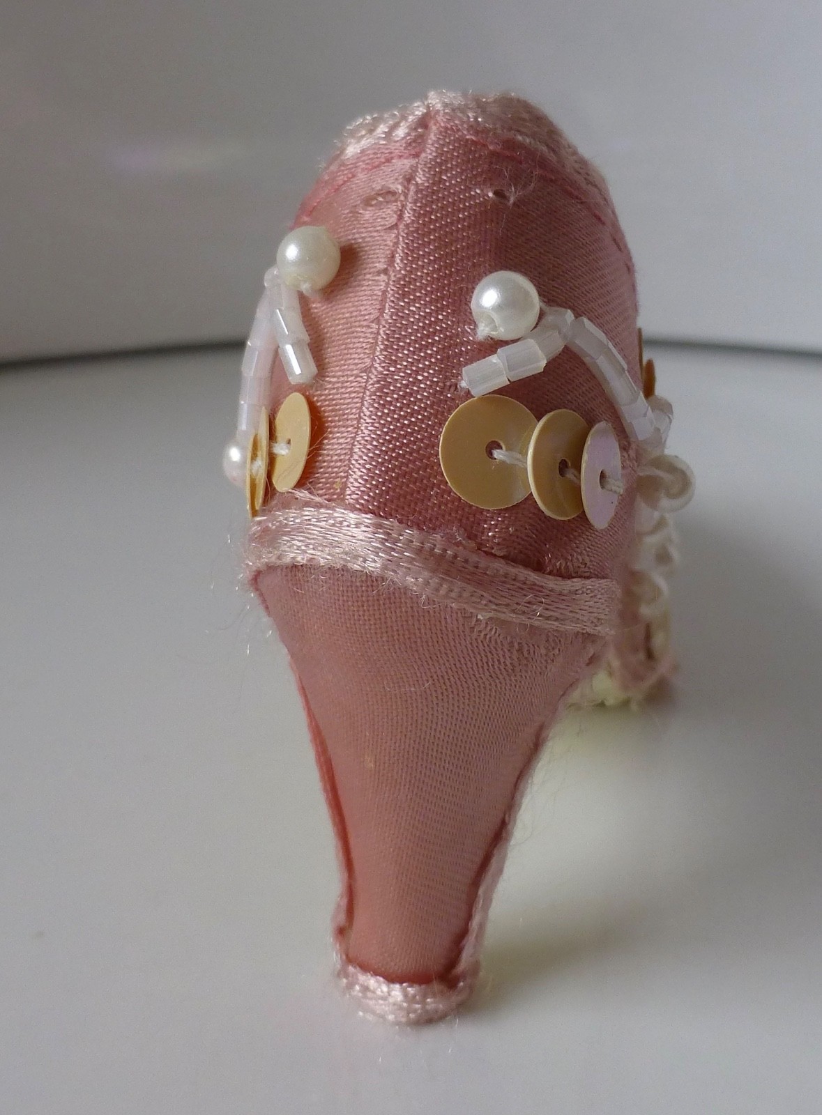 Lot of 2 Resin Fashion Shoes with Fabric & Beaded Embellishments
