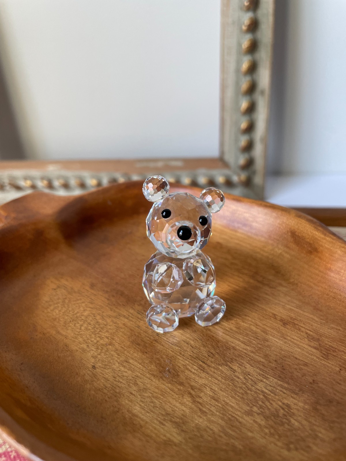 Swarovski Crystal Teddy Bear Figurine Retired Clear Faceted No Box