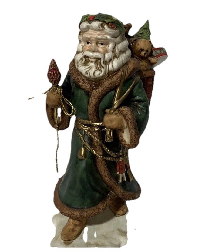 Vintage porcelain santa figurine with Toy Bag Made In Korea Approx. 9×4