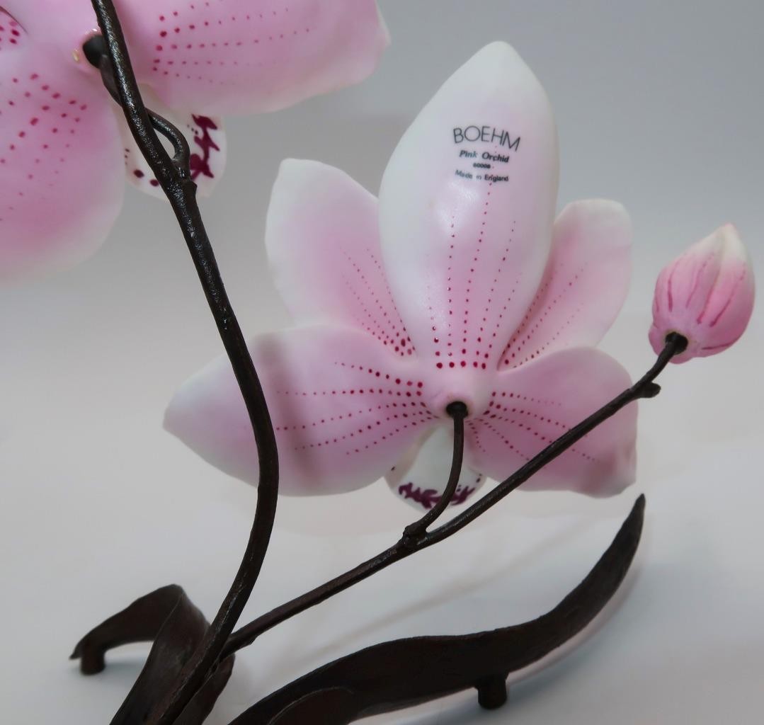 Boehm, England Cymbidium PINK ORCHID, #60008 Porcelain Floral Figurine, 10 1/2″