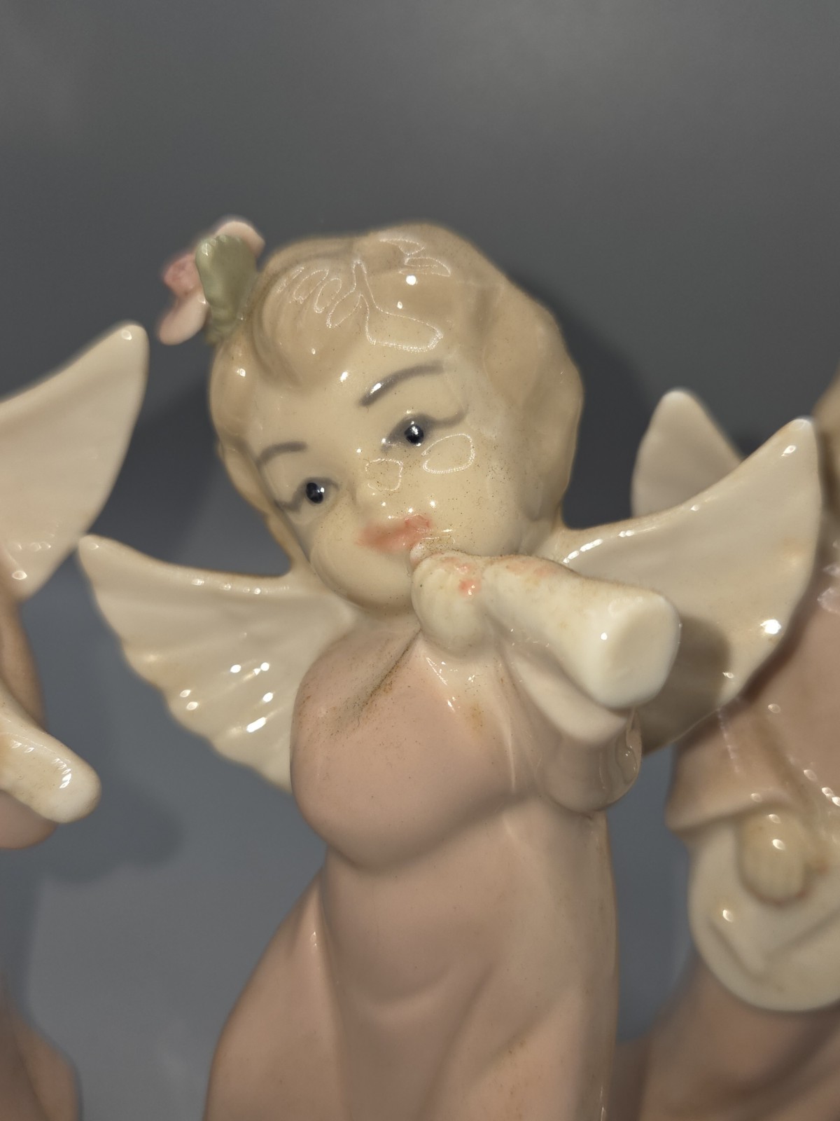 Vtg Lot Lefton? Cherub Girls Angels Singing/ Playing Music Figurines 1950s Trio